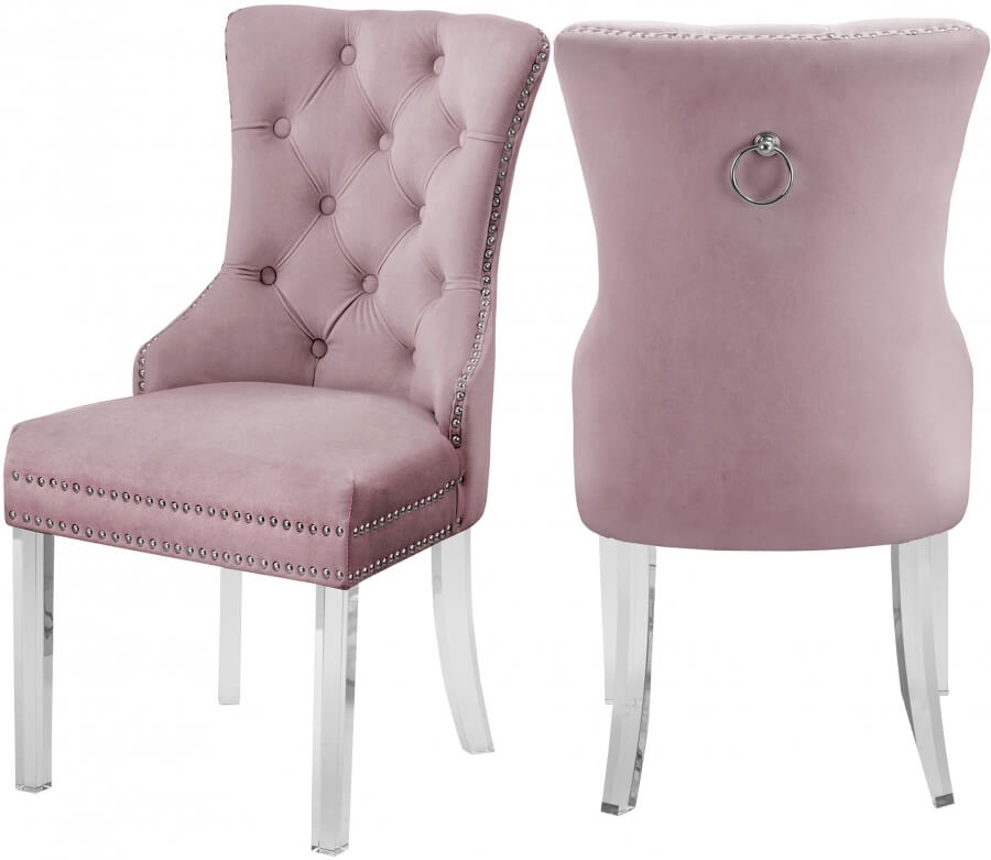 Miley Velvet Dining Chair with Acrylic Legs