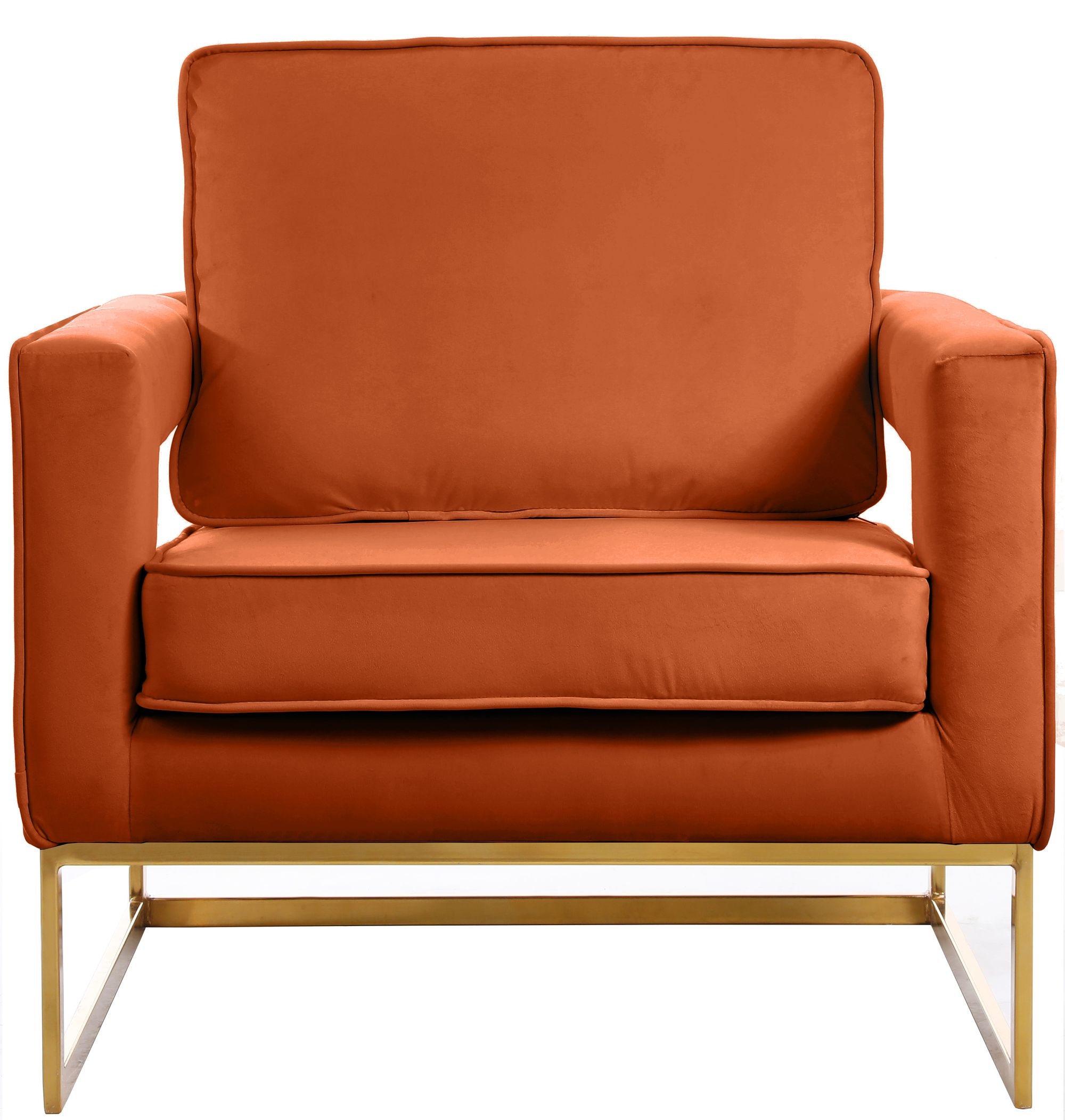Noah Velvet Accent Chair with Gold Stainless Steel Base