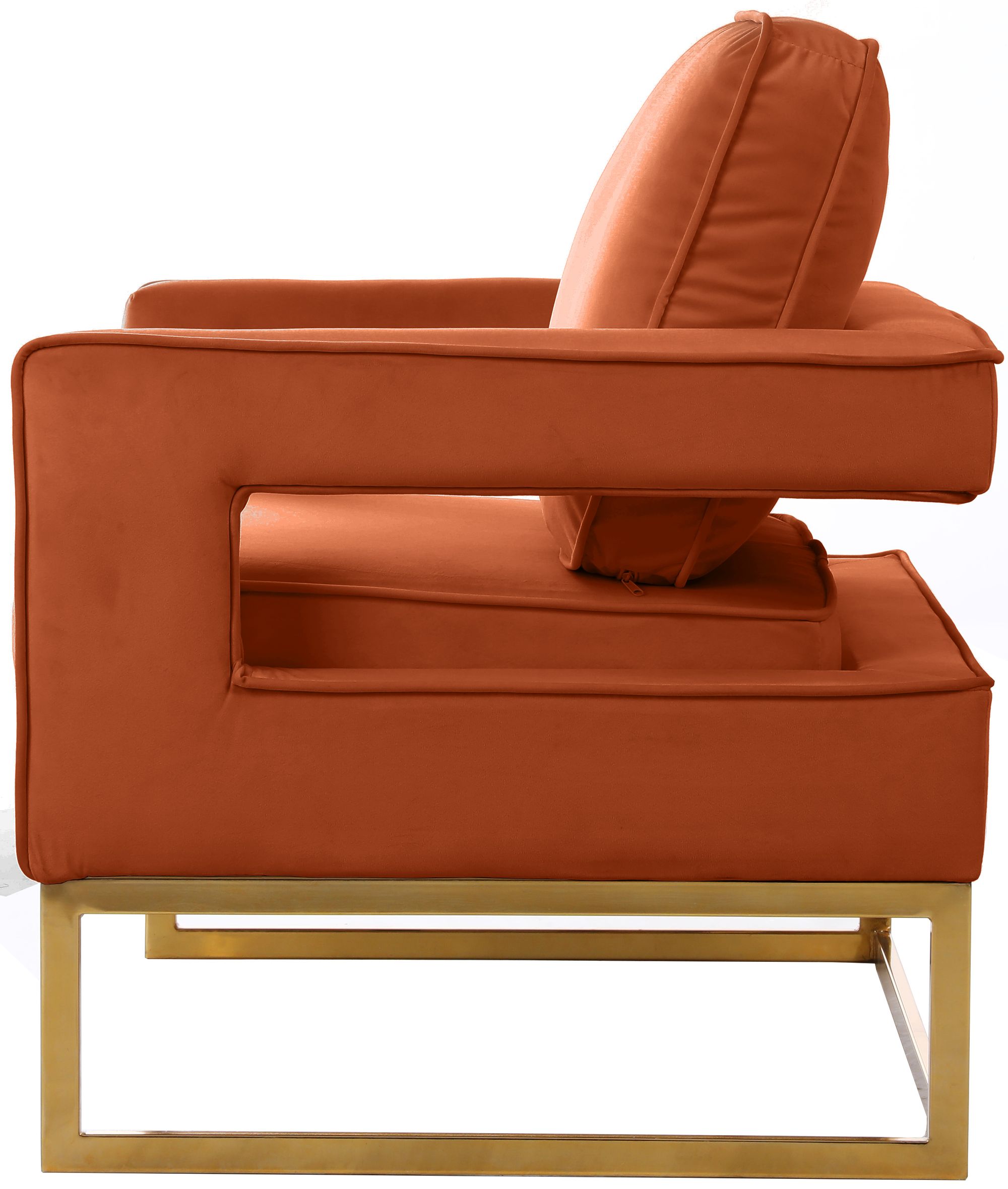 Noah Velvet Accent Chair with Gold Stainless Steel Base