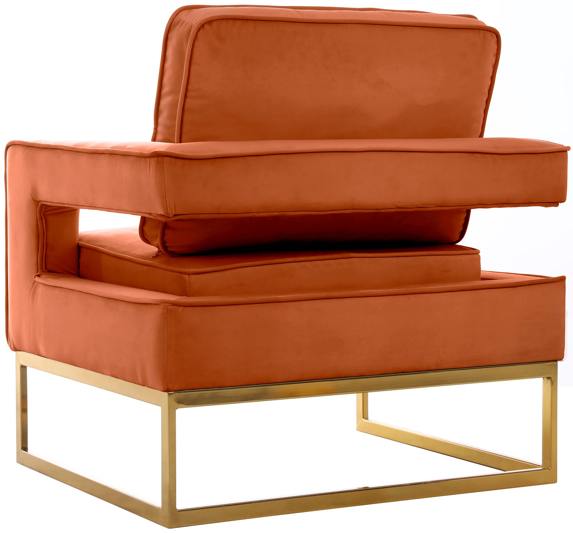 Noah Velvet Accent Chair with Gold Stainless Steel Base