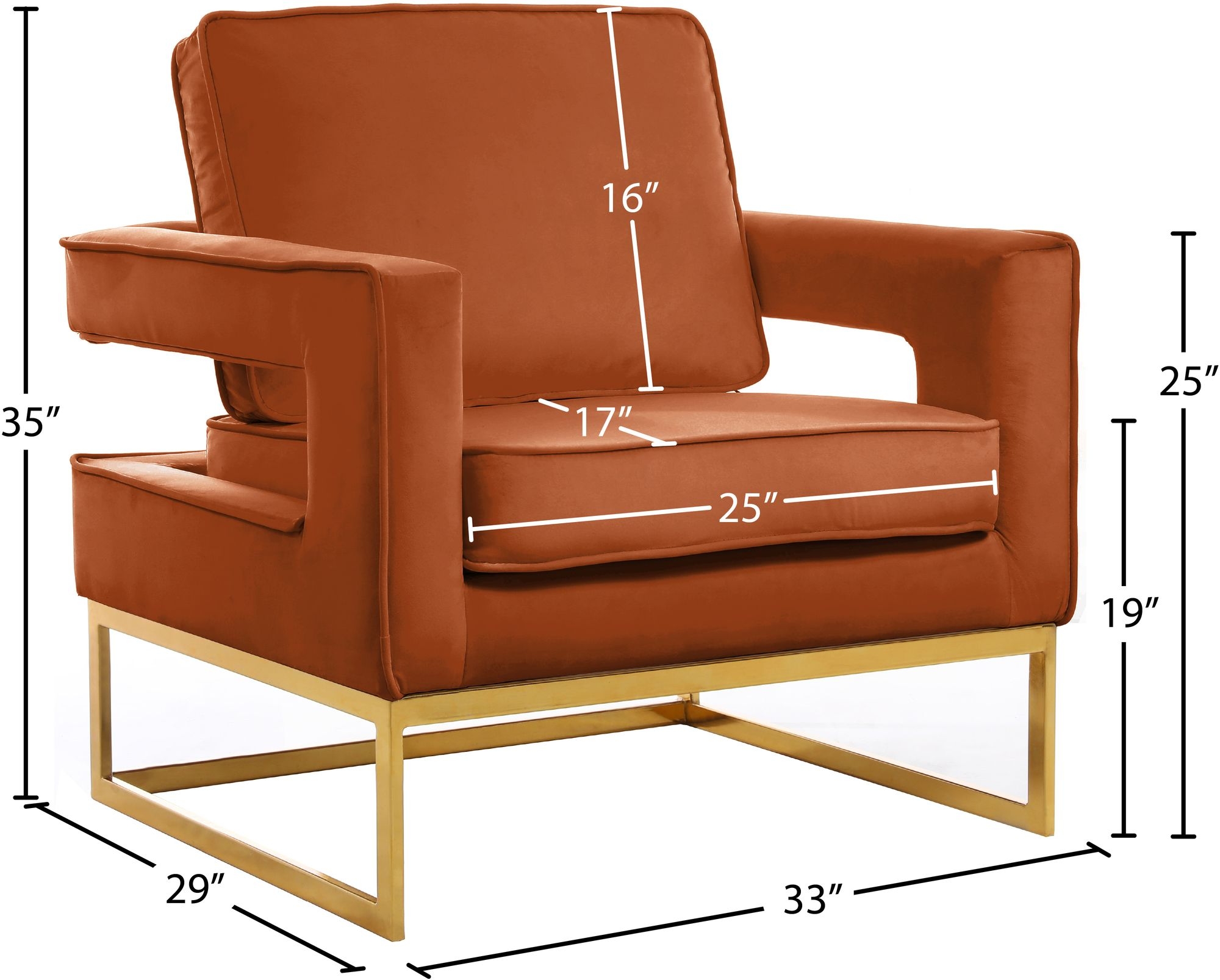 Noah Velvet Accent Chair with Gold Stainless Steel Base