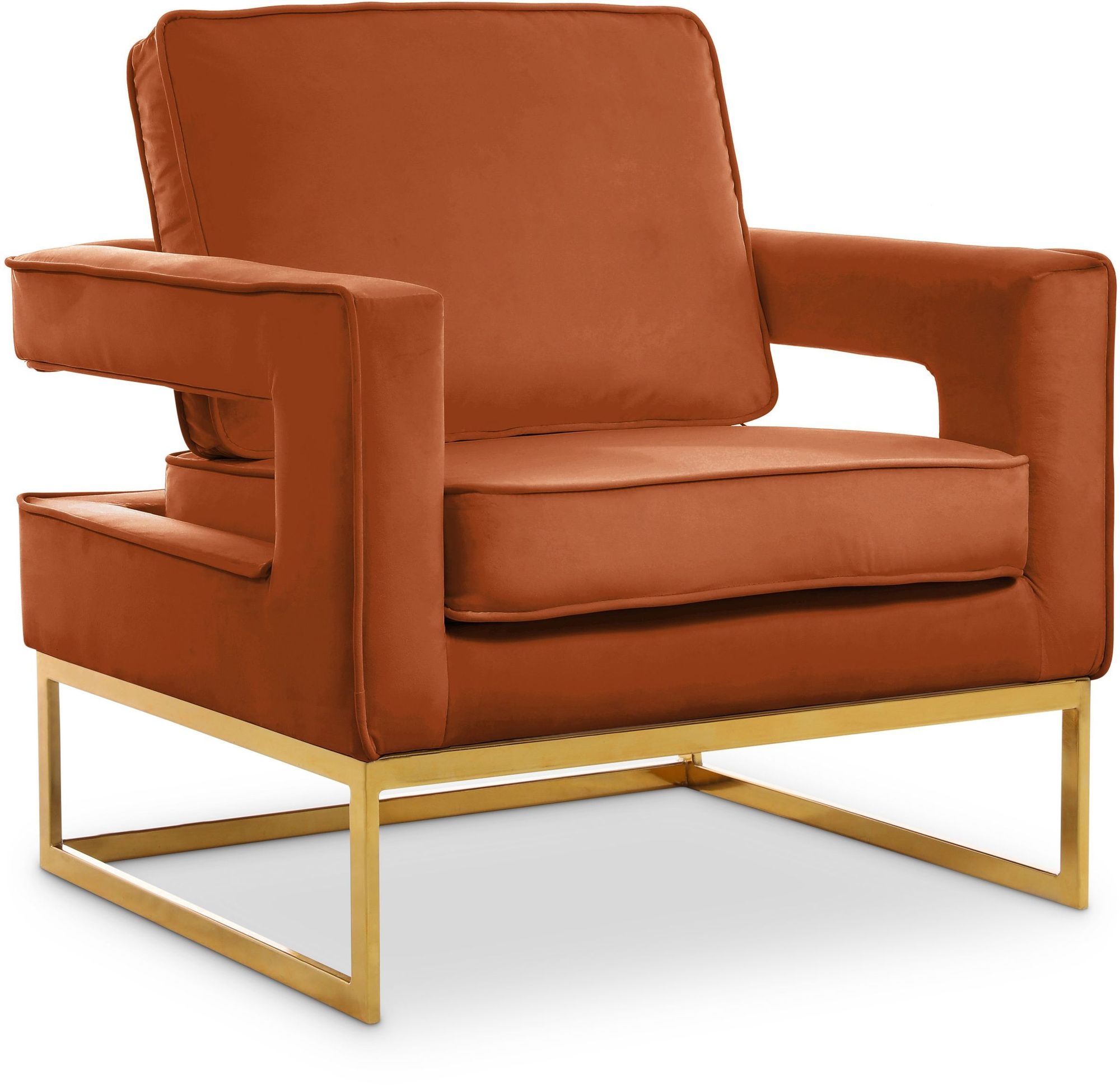 Noah Velvet Accent Chair with Gold Stainless Steel Base