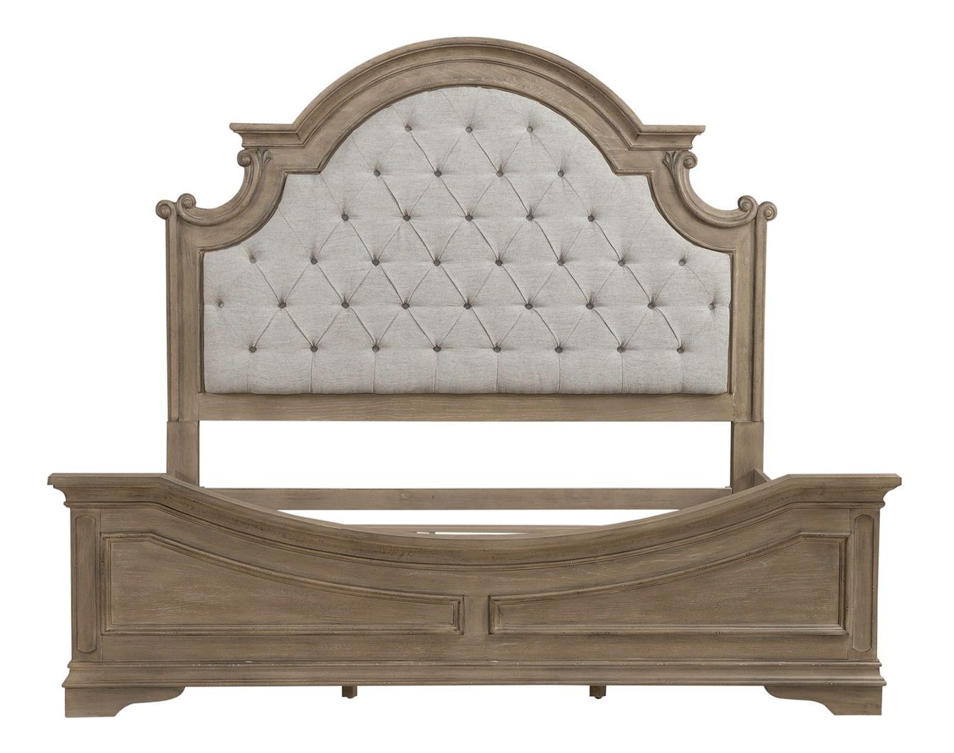 Magnolia Manor Tweed/Wood Upholstered King Size Bed