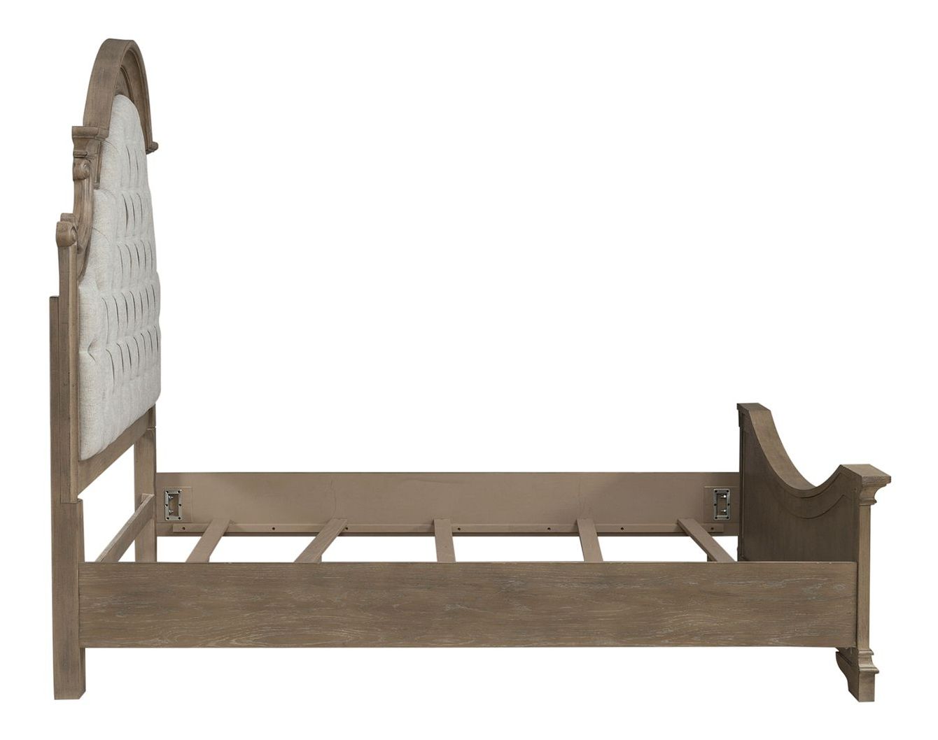 Magnolia Manor Tweed/Wood Upholstered California King Size Bed