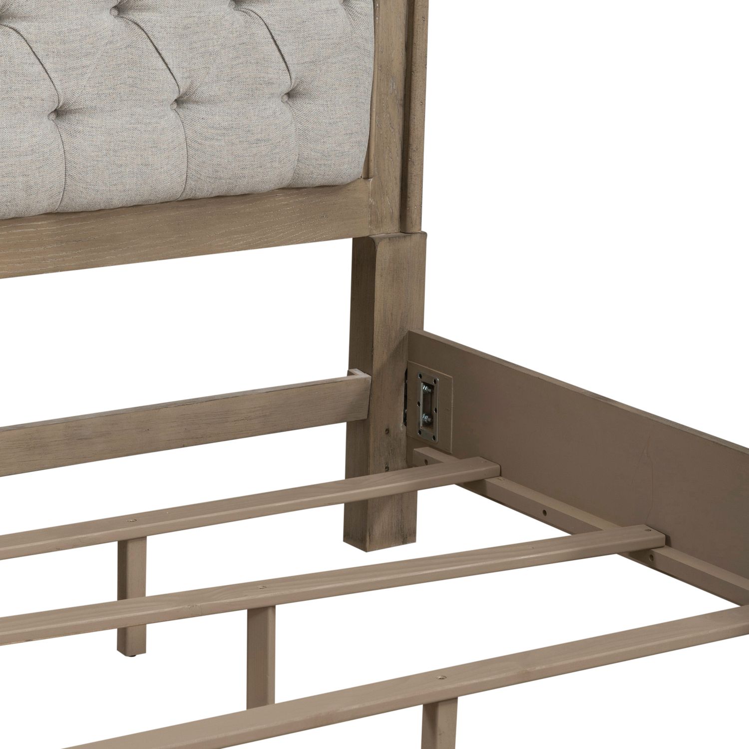 Magnolia Manor Tweed/Wood Upholstered King Size Bed