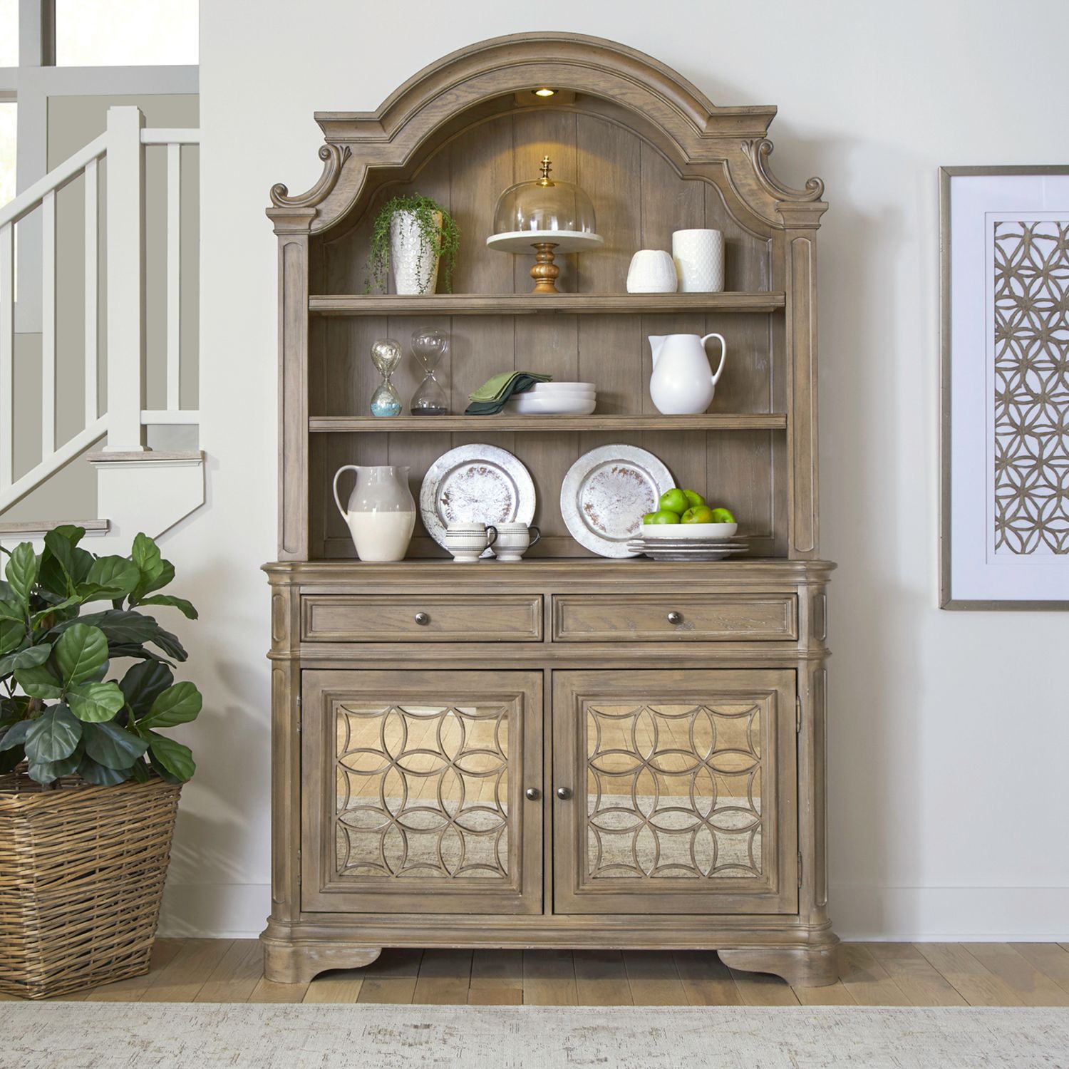Magnolia Manor Oval Pedestal Dining Set | Weathered Bisque