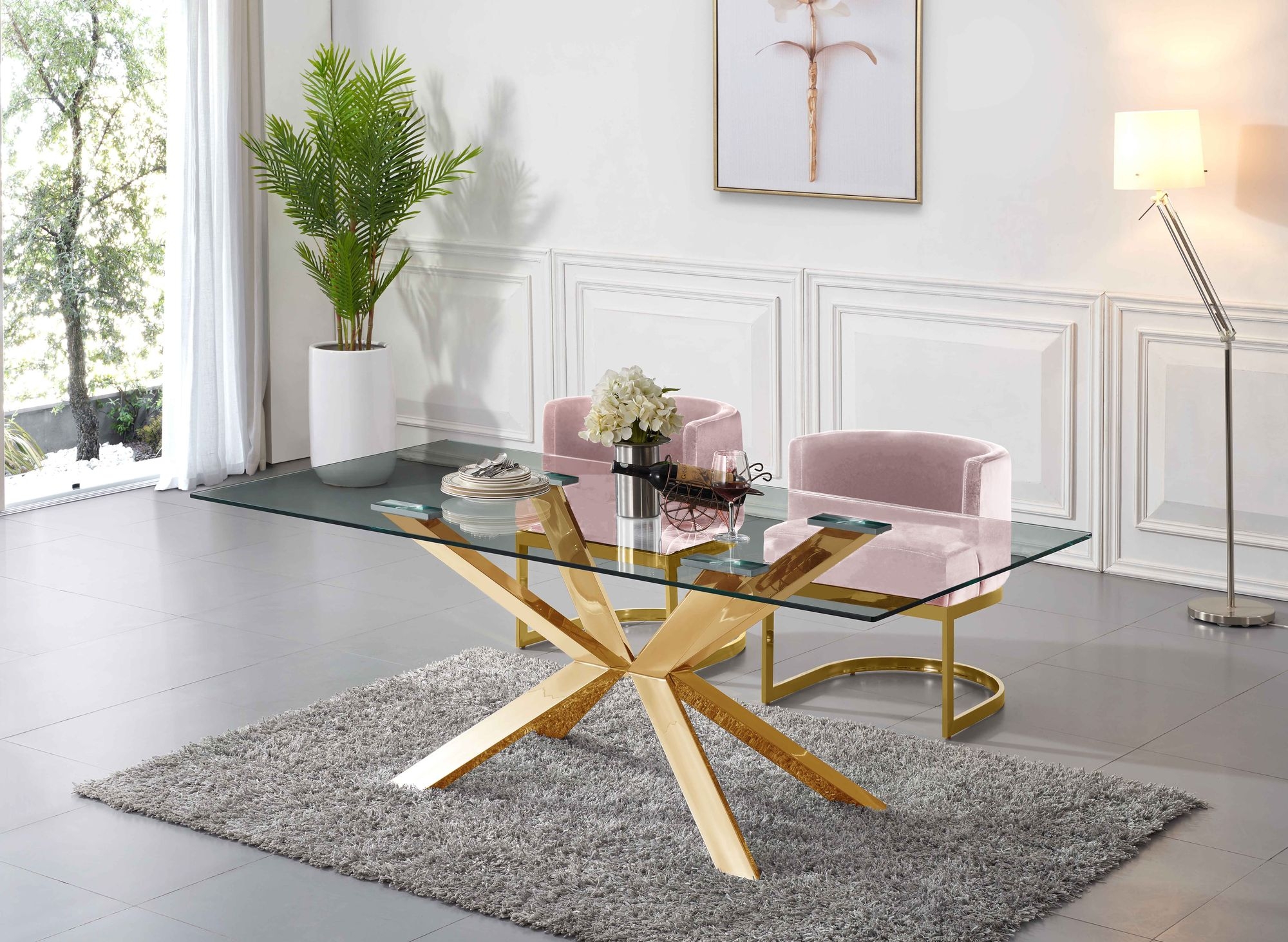 Gianna Velvet Dining Chair with Stainless Steel Base