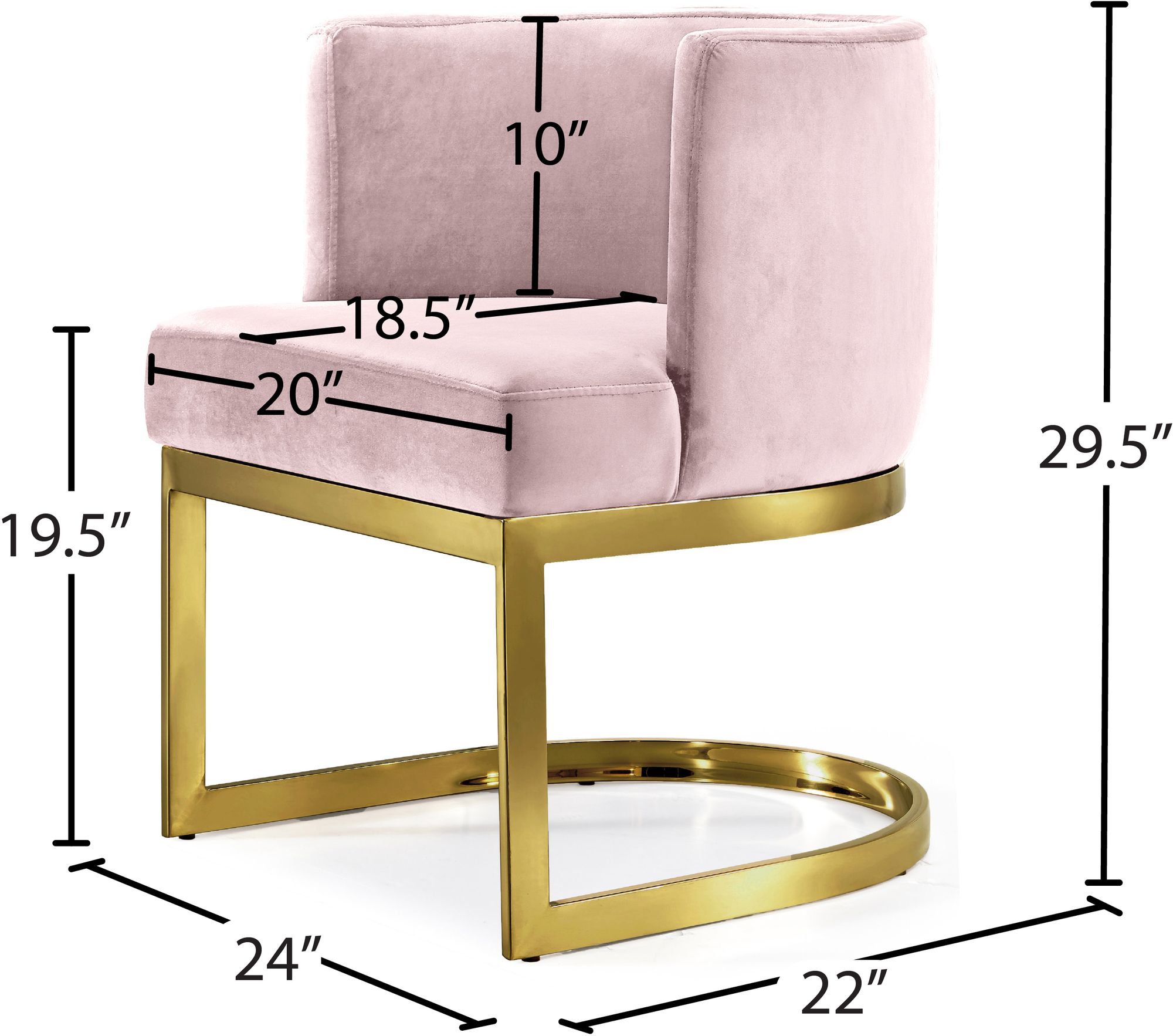 Gianna Velvet Dining Chair with Gold Stainless Steel Base