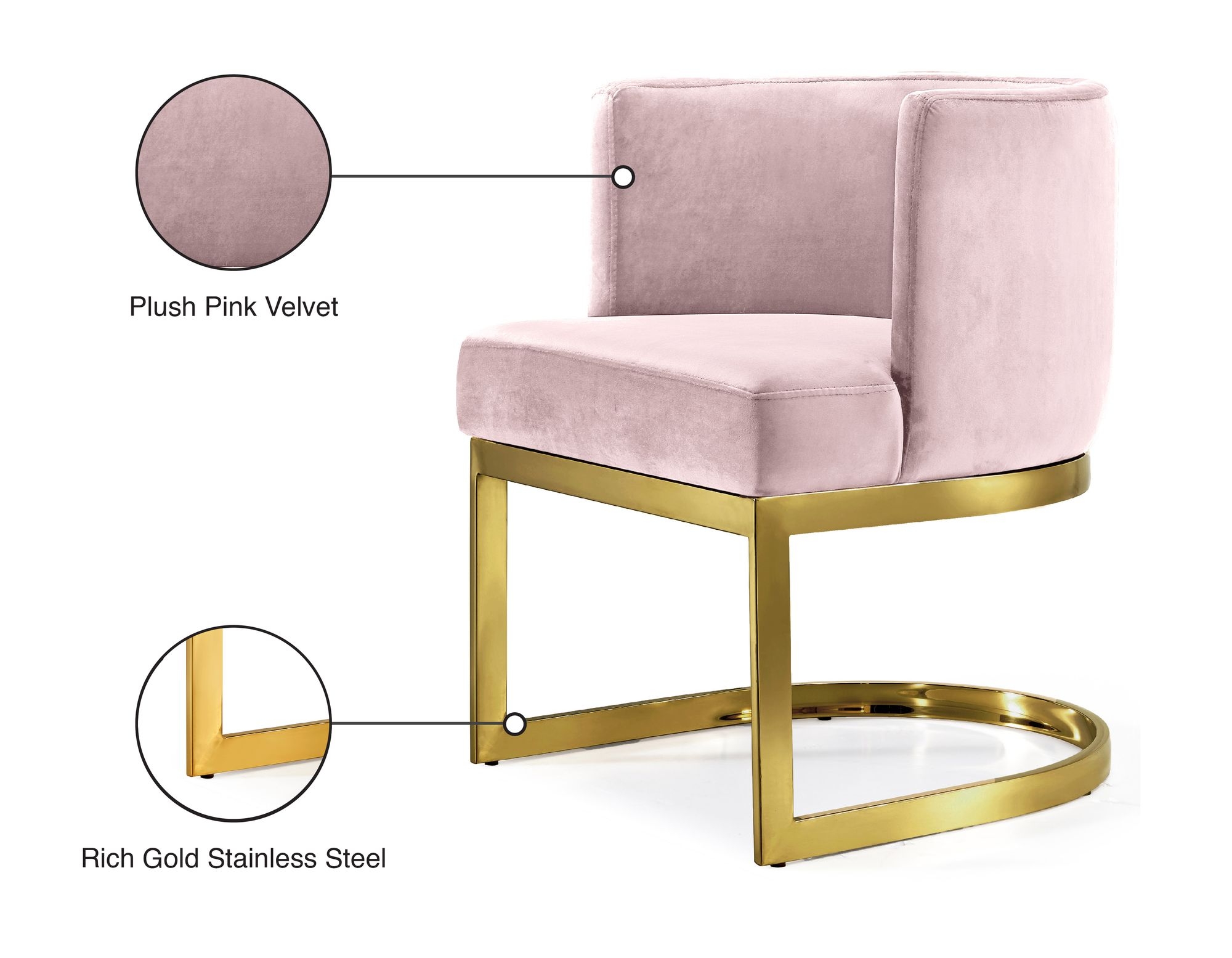 Gianna Velvet Dining Chair with Stainless Steel Base