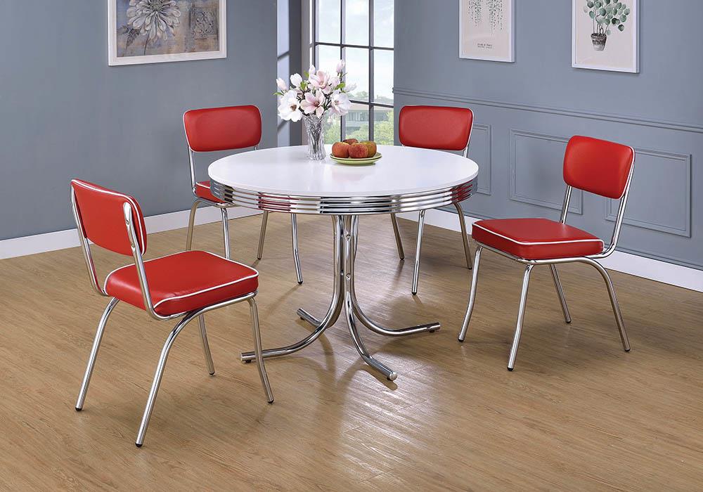 Retro Open Back Leatherette Side Chairs with Chromed Base