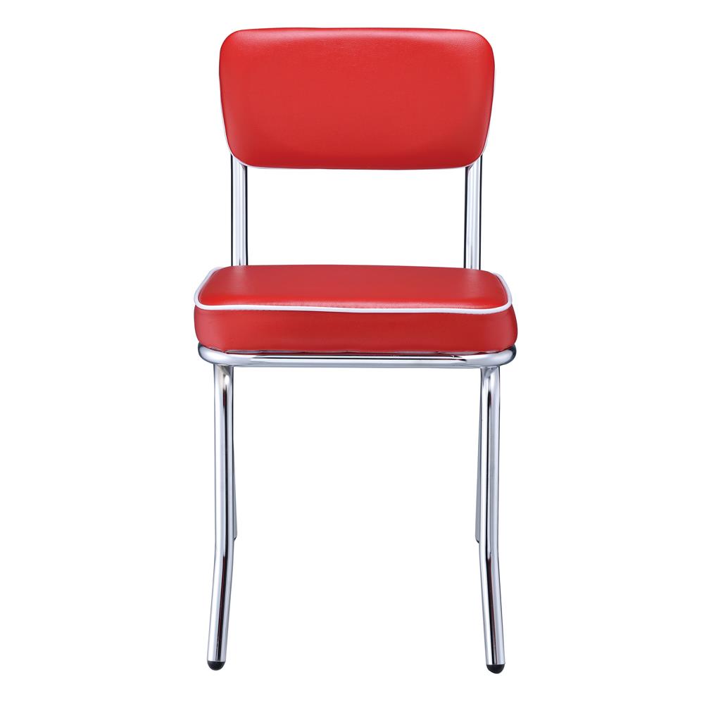 Retro Open Back Leatherette Side Chairs with Chromed Base