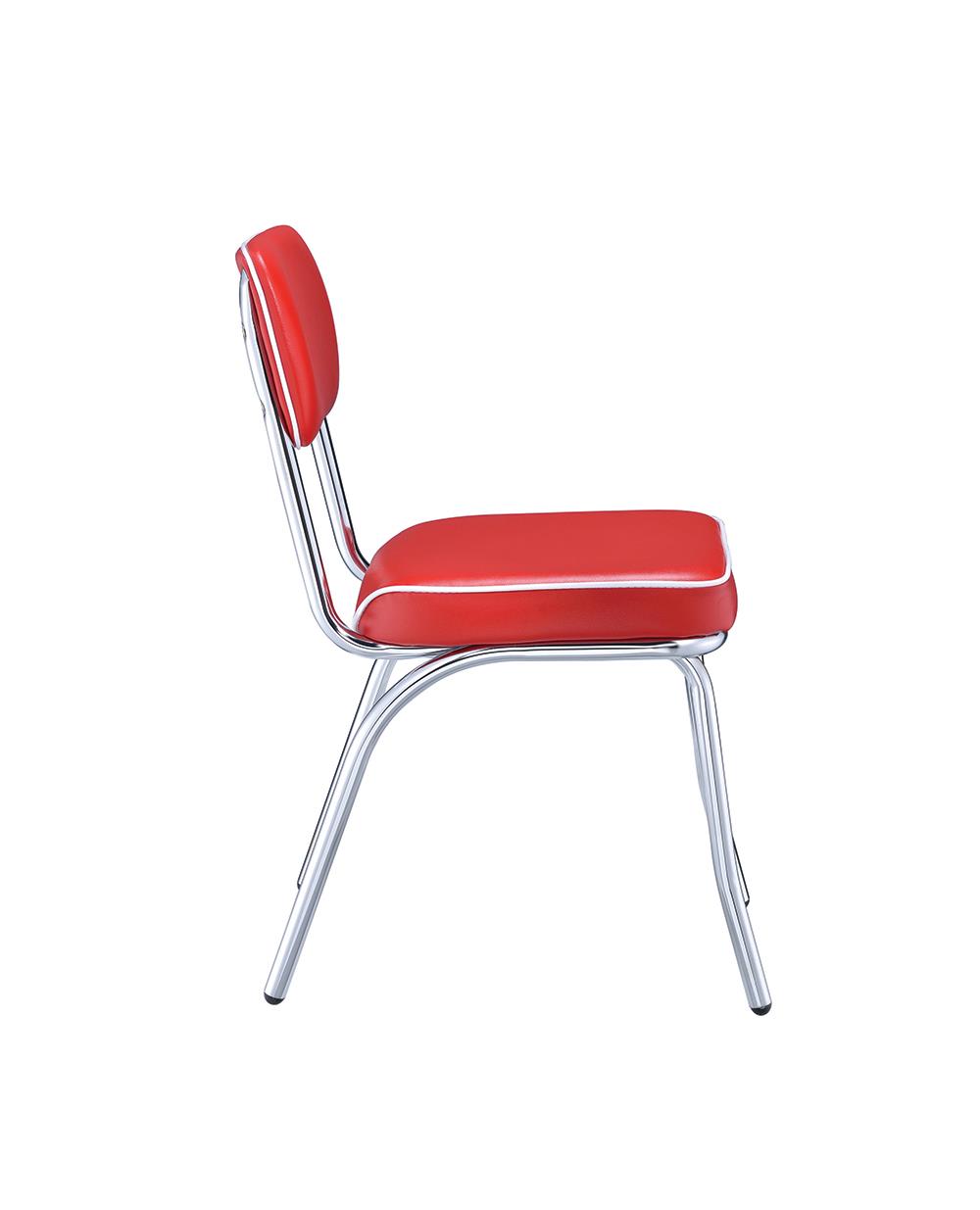 Retro Open Back Leatherette Side Chairs with Chromed Base