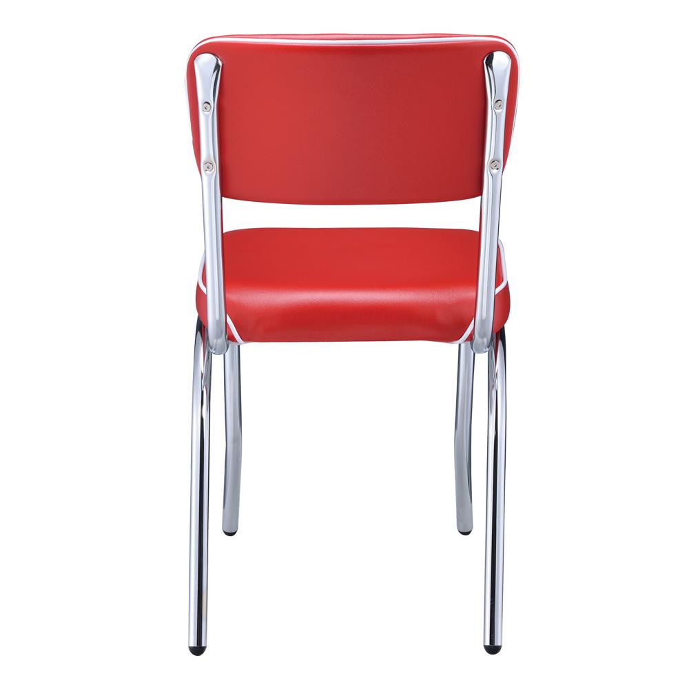 Retro Open Back Leatherette Side Chairs with Chromed Base