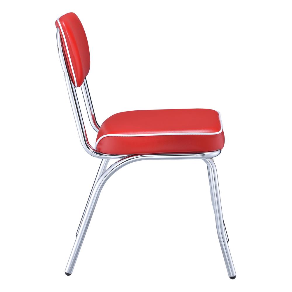 Retro Open Back Leatherette Side Chairs with Chromed Base