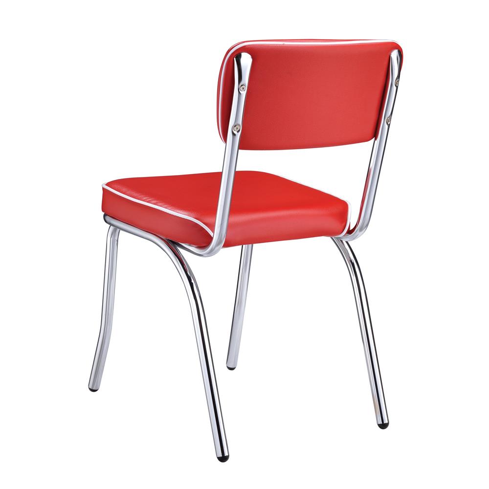 Retro Open Back Leatherette Side Chairs with Chromed Base