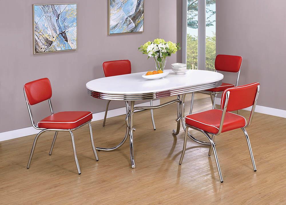 Retro Open Back Leatherette Side Chairs with Chromed Base
