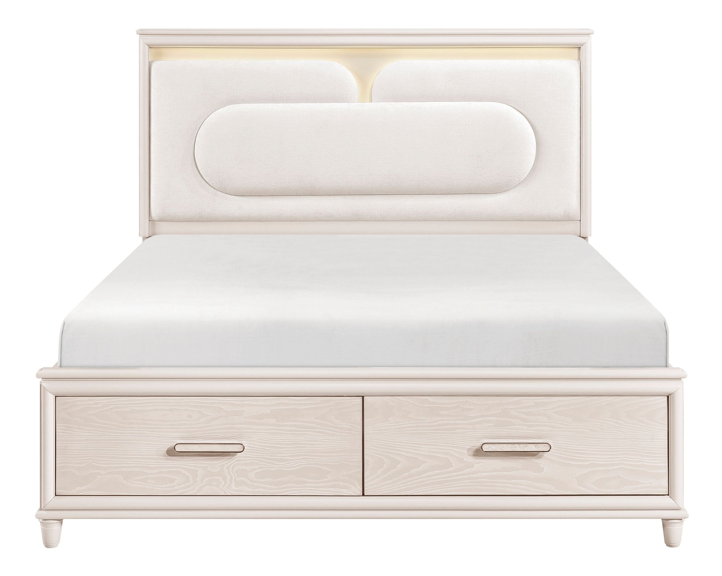 Montrose Chenille/Wood Storage Platform Bedroom Set with LED Lighting