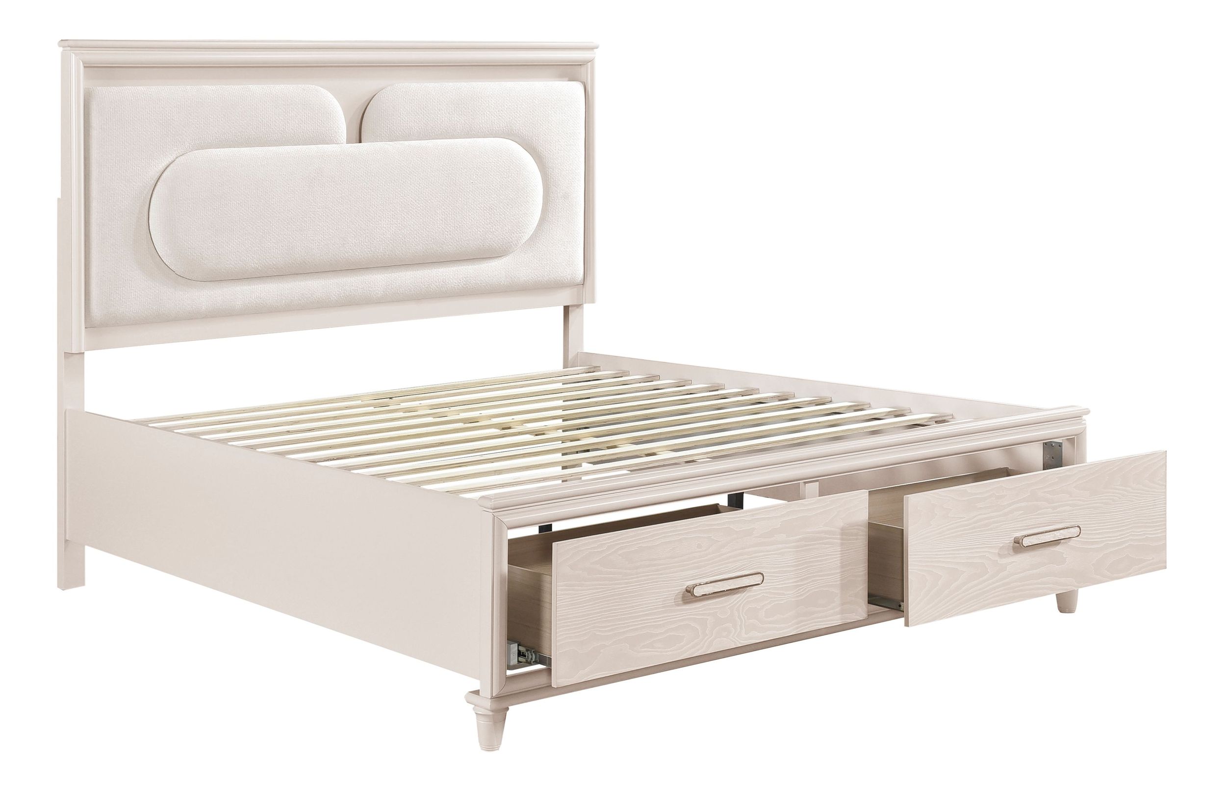 Montrose Chenille/Wood California King Storage Platform Bed with LED Lighting