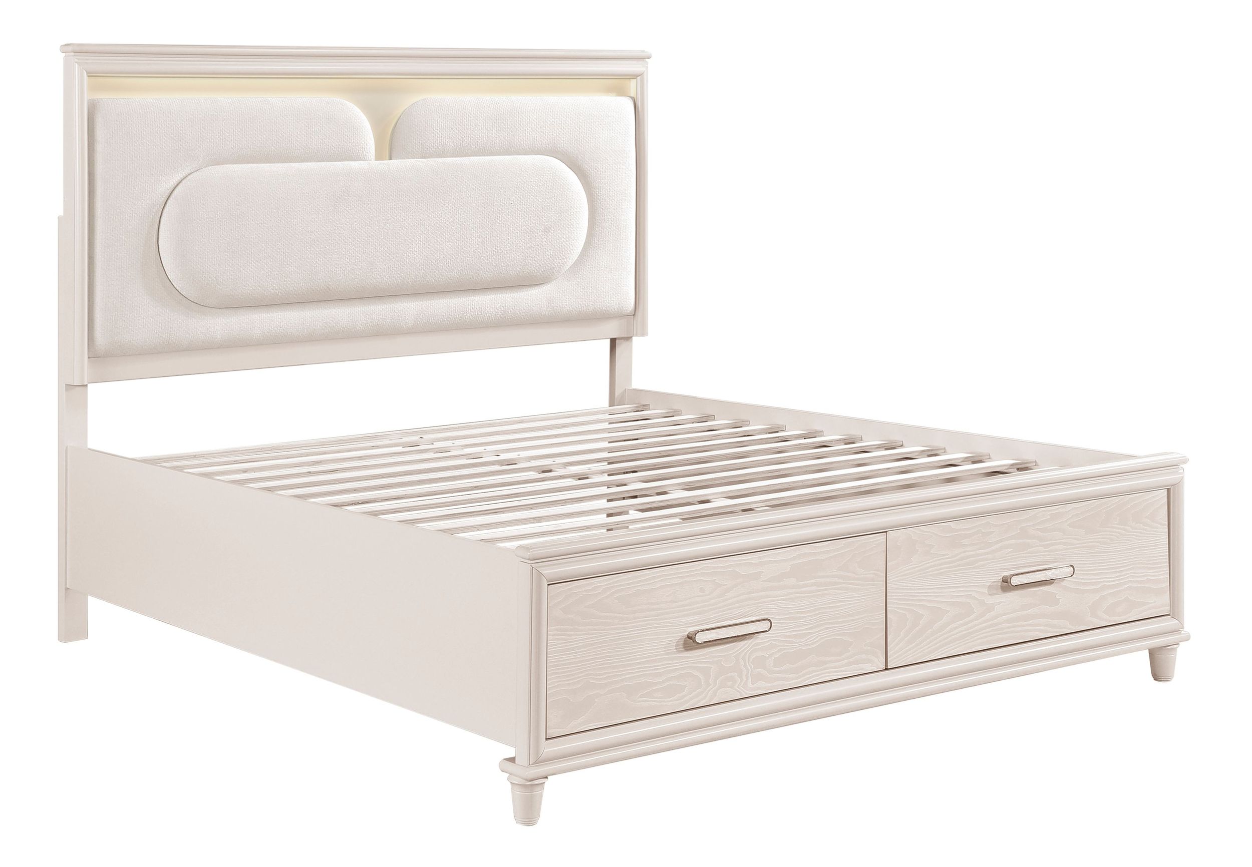 Montrose Chenille/Wood Storage Platform Bed with LED Lighting