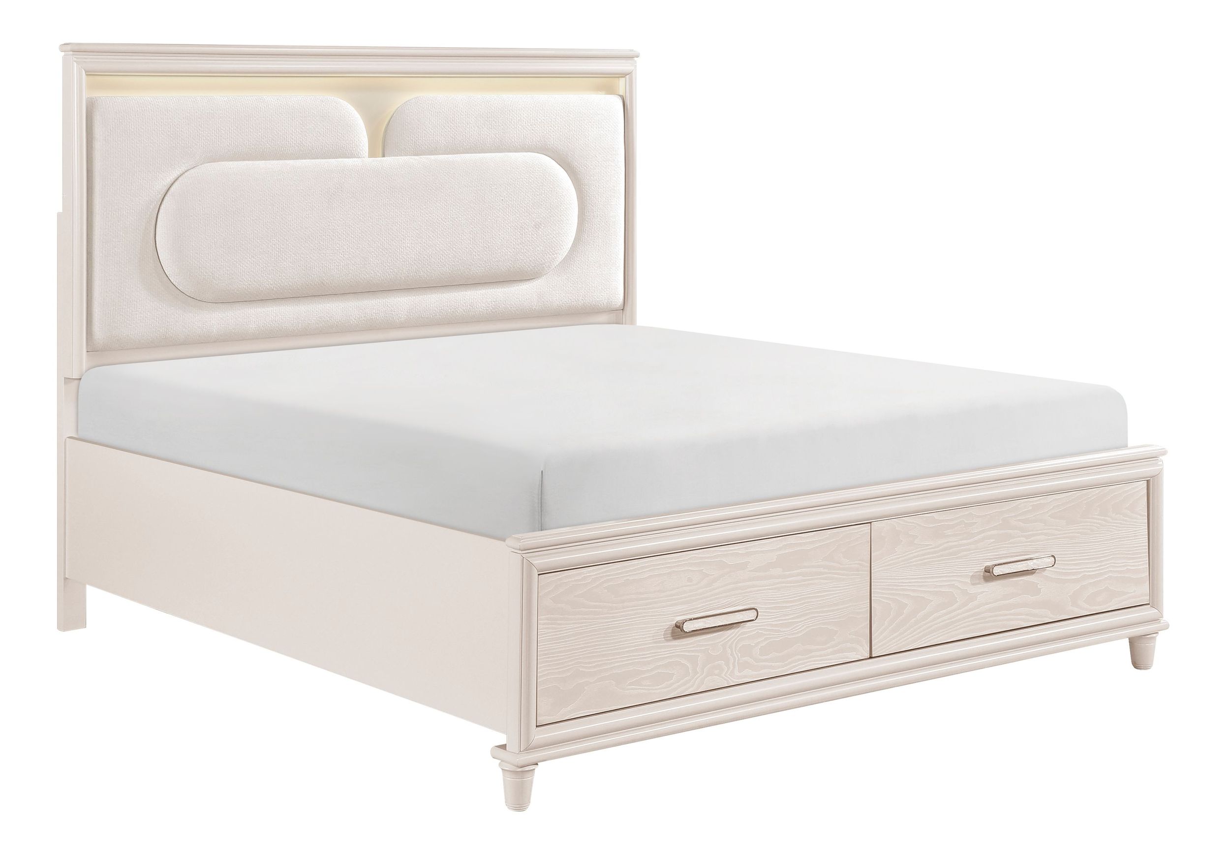 Montrose Chenille/Wood Storage Platform Bed with LED Lighting