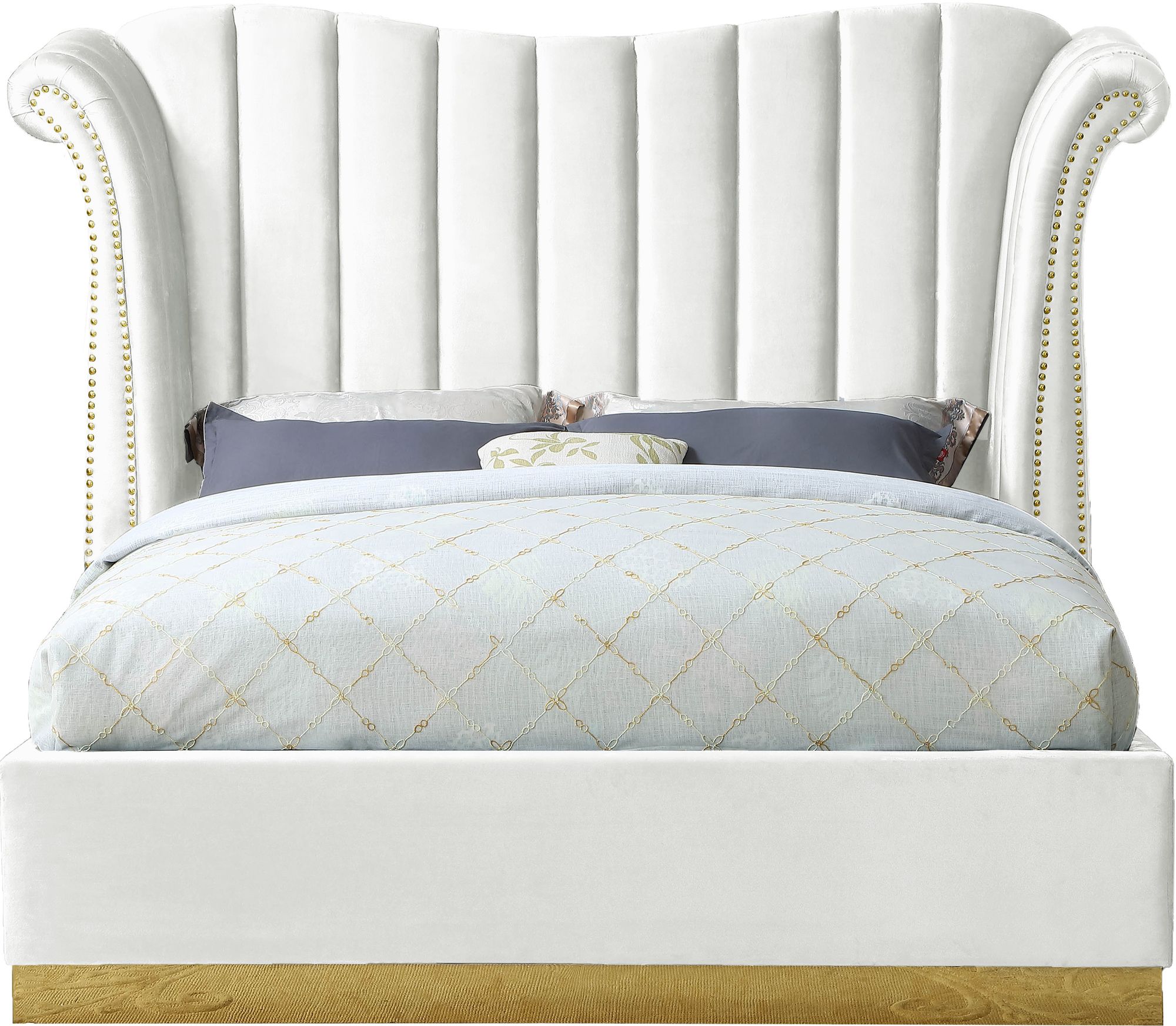 Flora Velvet Queen Size Bed