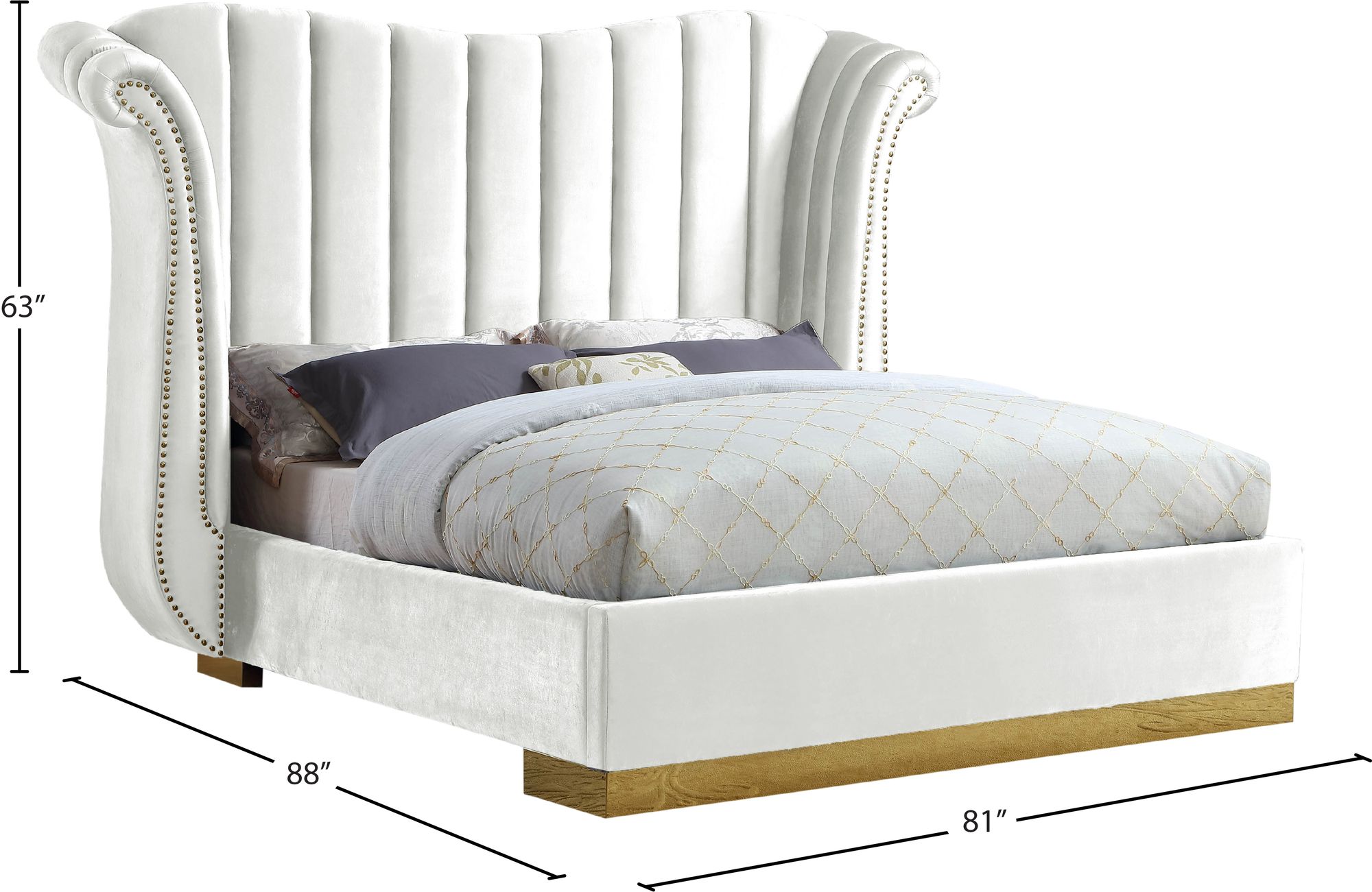 Flora Velvet Queen Size Bed