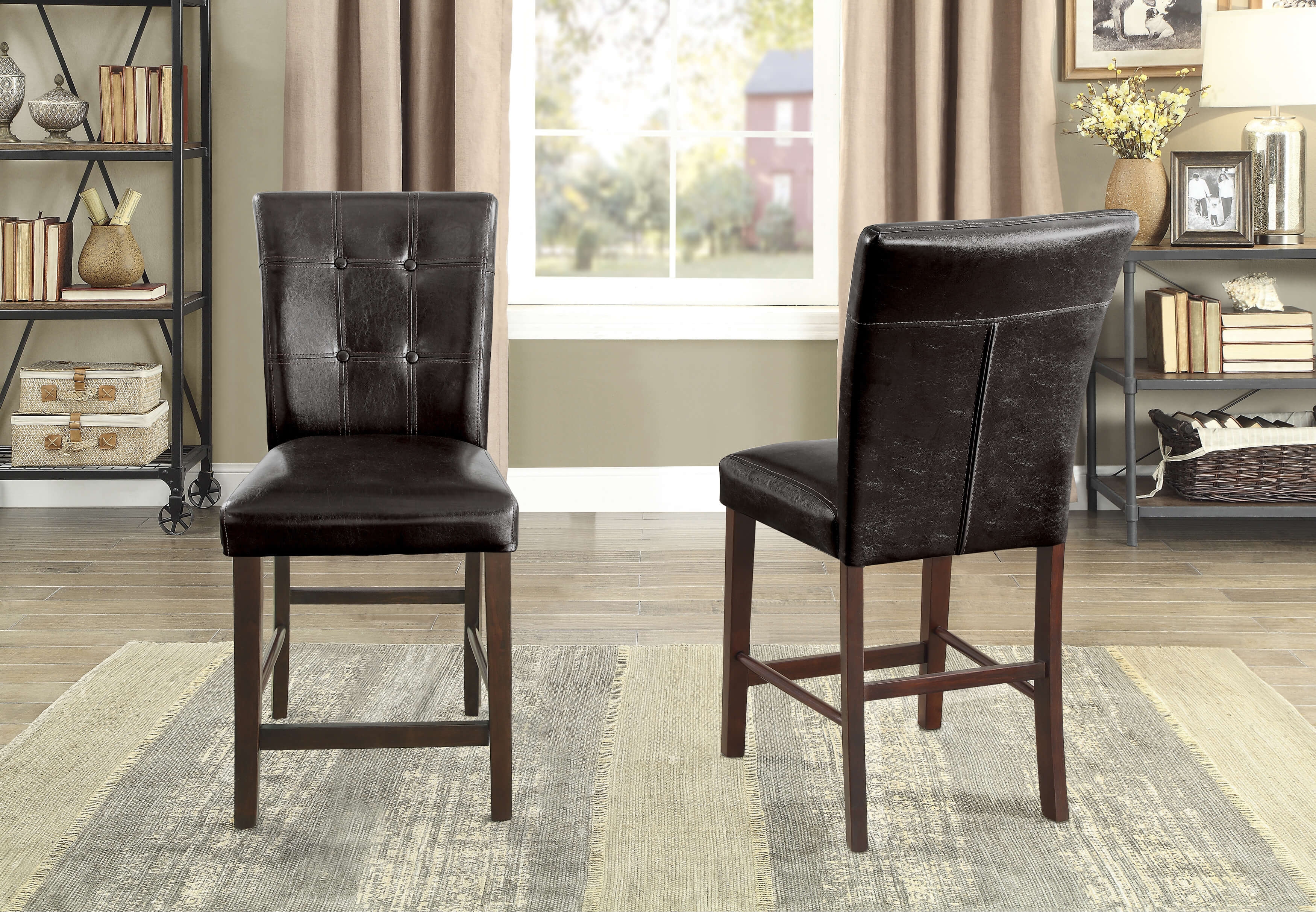 Decatur Transitional Vinyl/Wood Counter Dining Chair