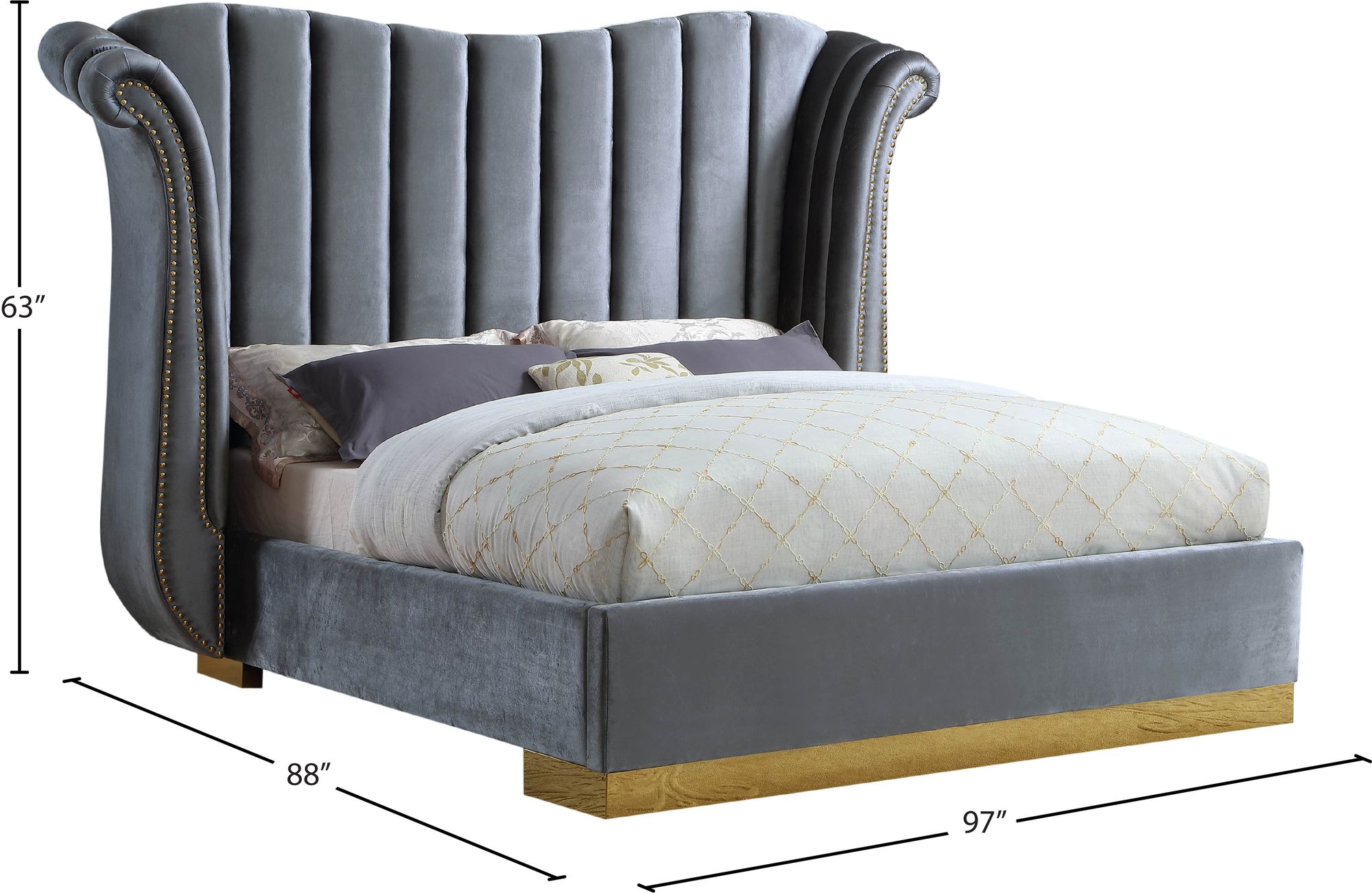 Flora Velvet King Size Bed