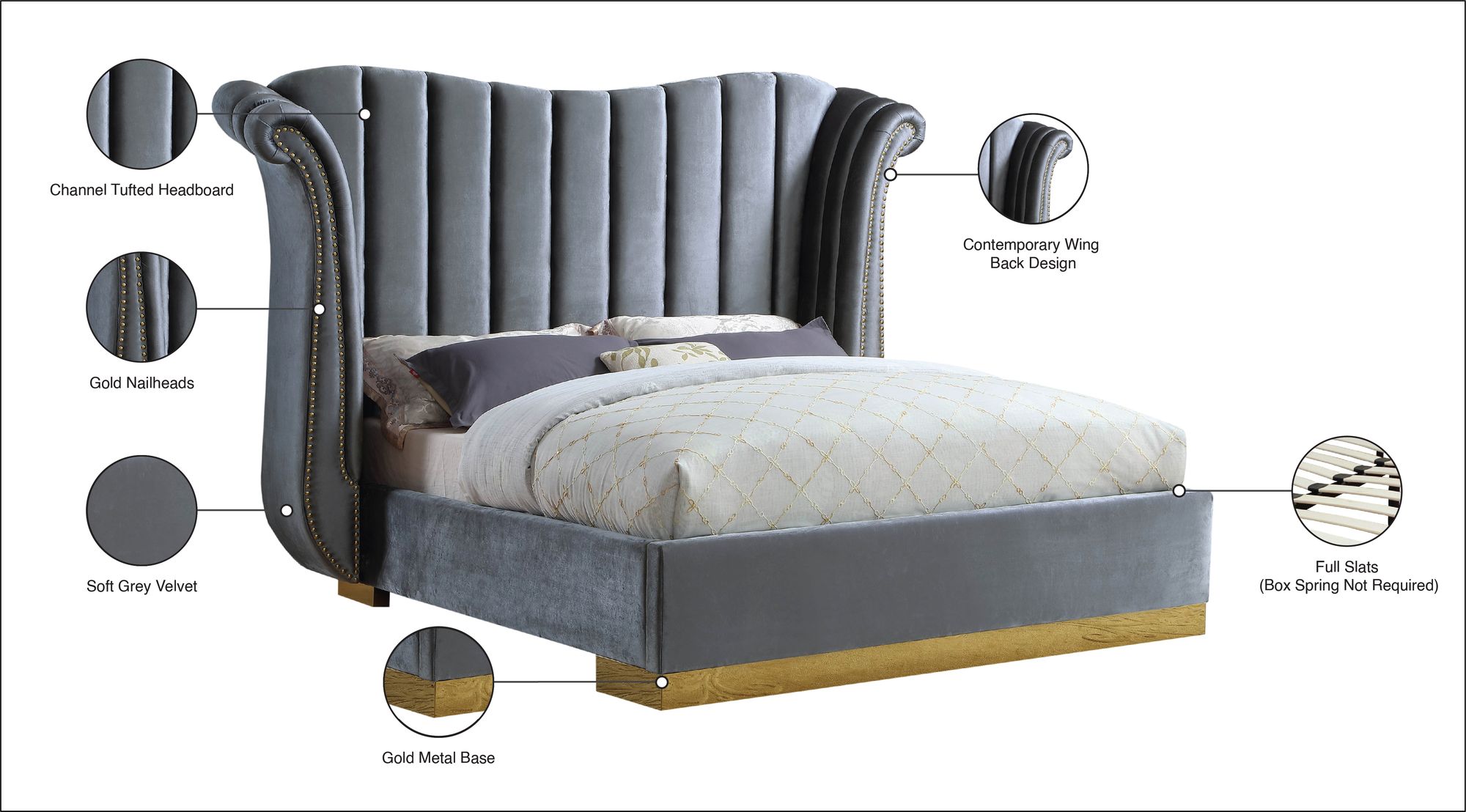 Flora Velvet King Size Bed