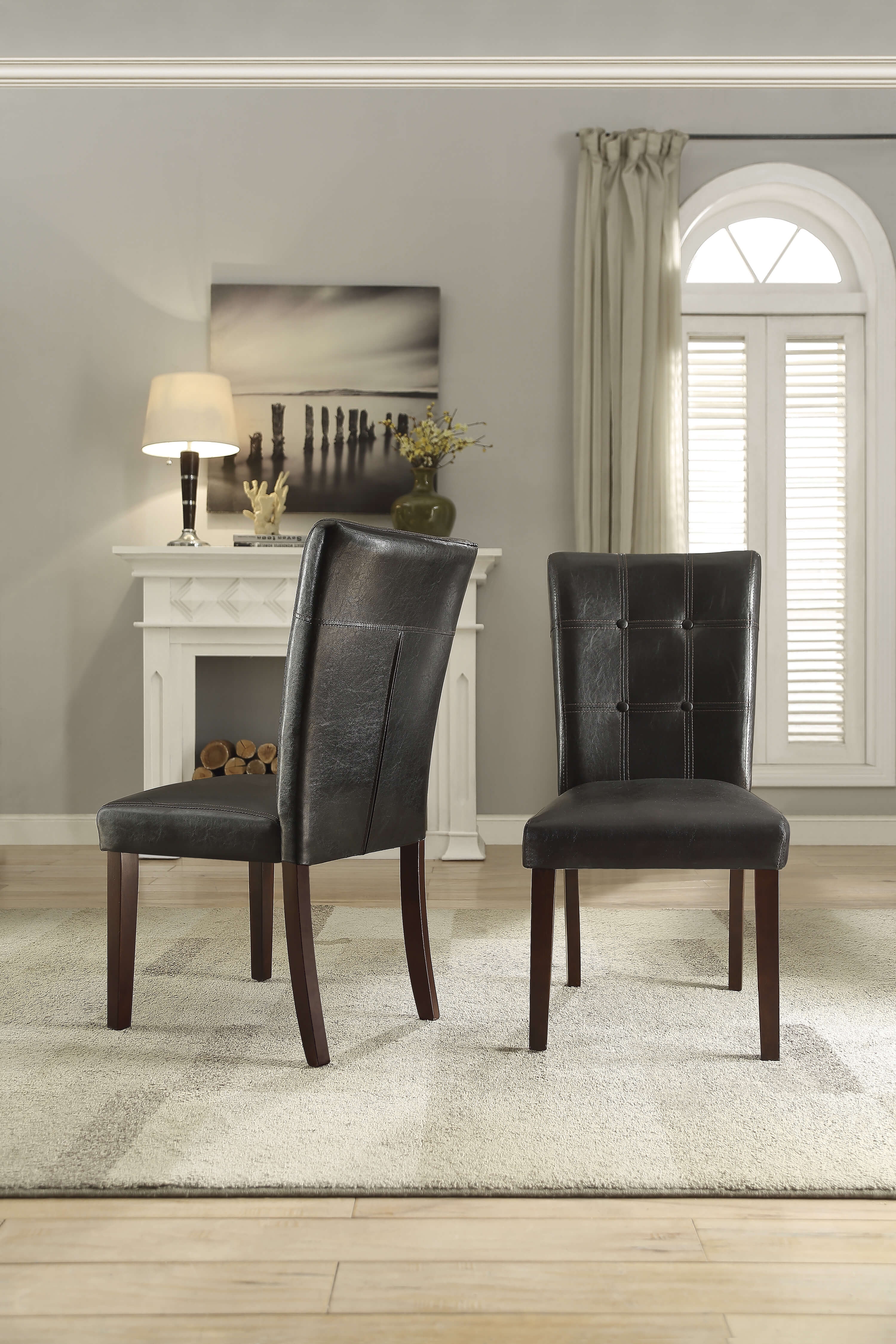 Decatur Transitional Vinyl/Wood Dining Chair