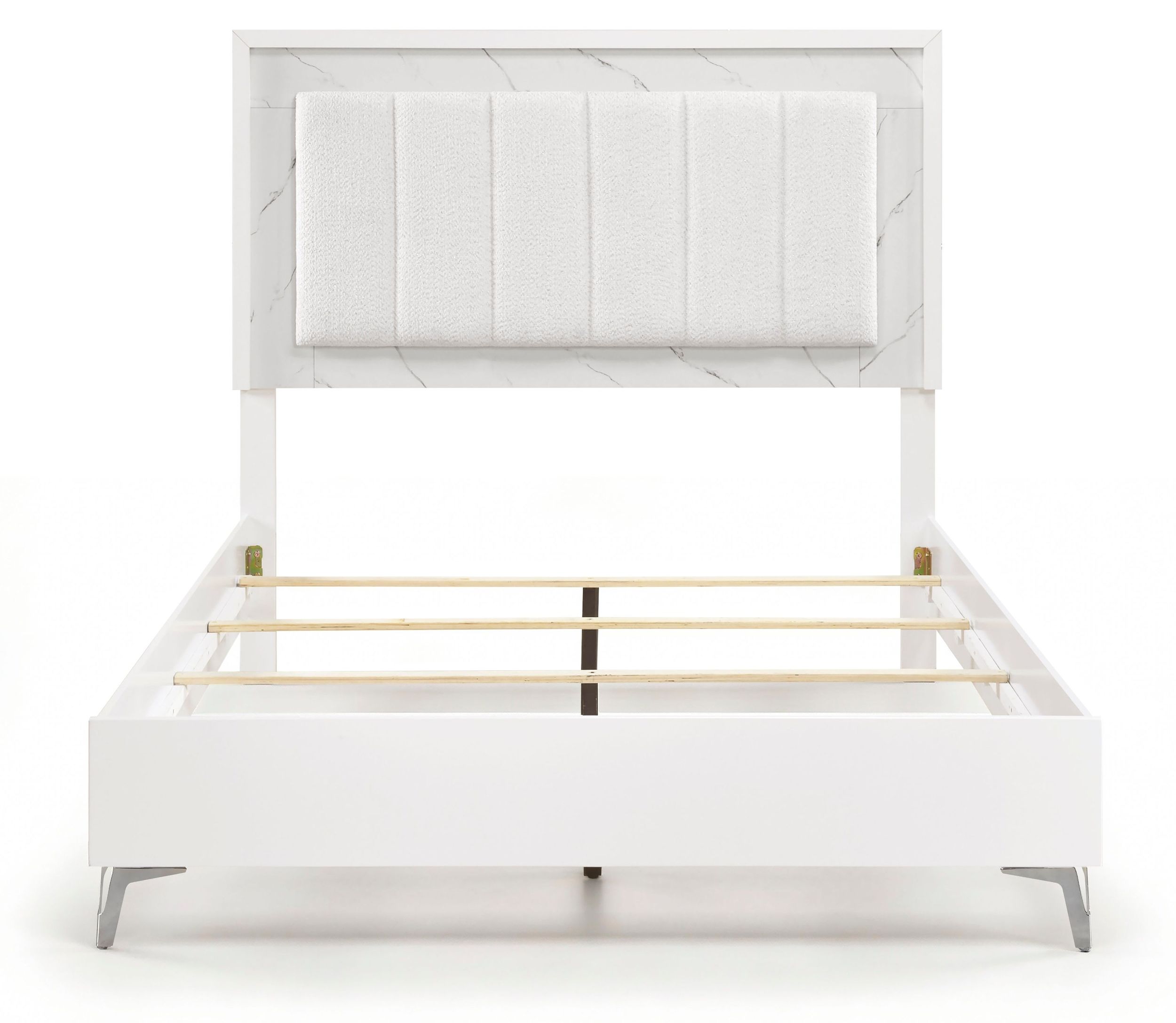 Ripple Chenille/Faux Marble/Wood Queen Panel Bed with LED Lighting