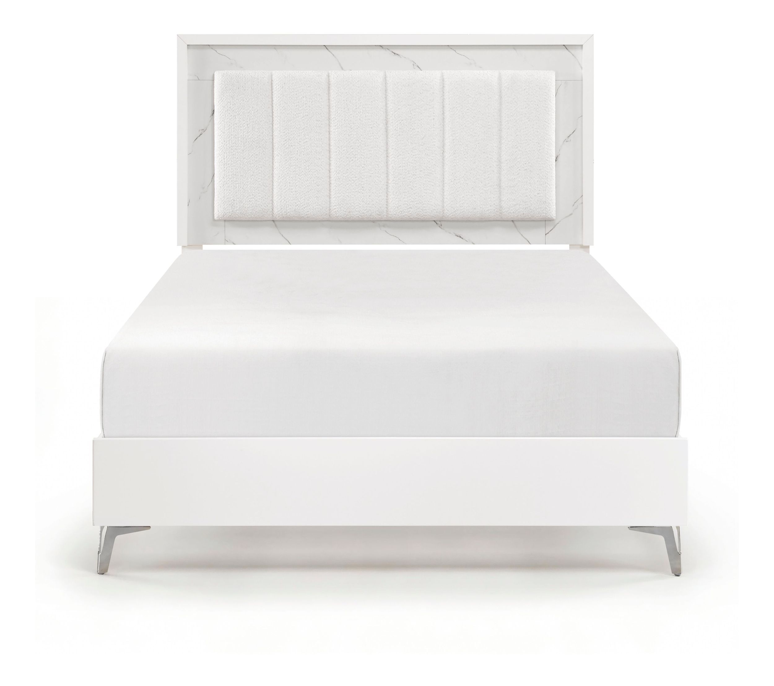 Ripple Chenille/Faux Marble/Wood California King Panel Bed with LED Lighting