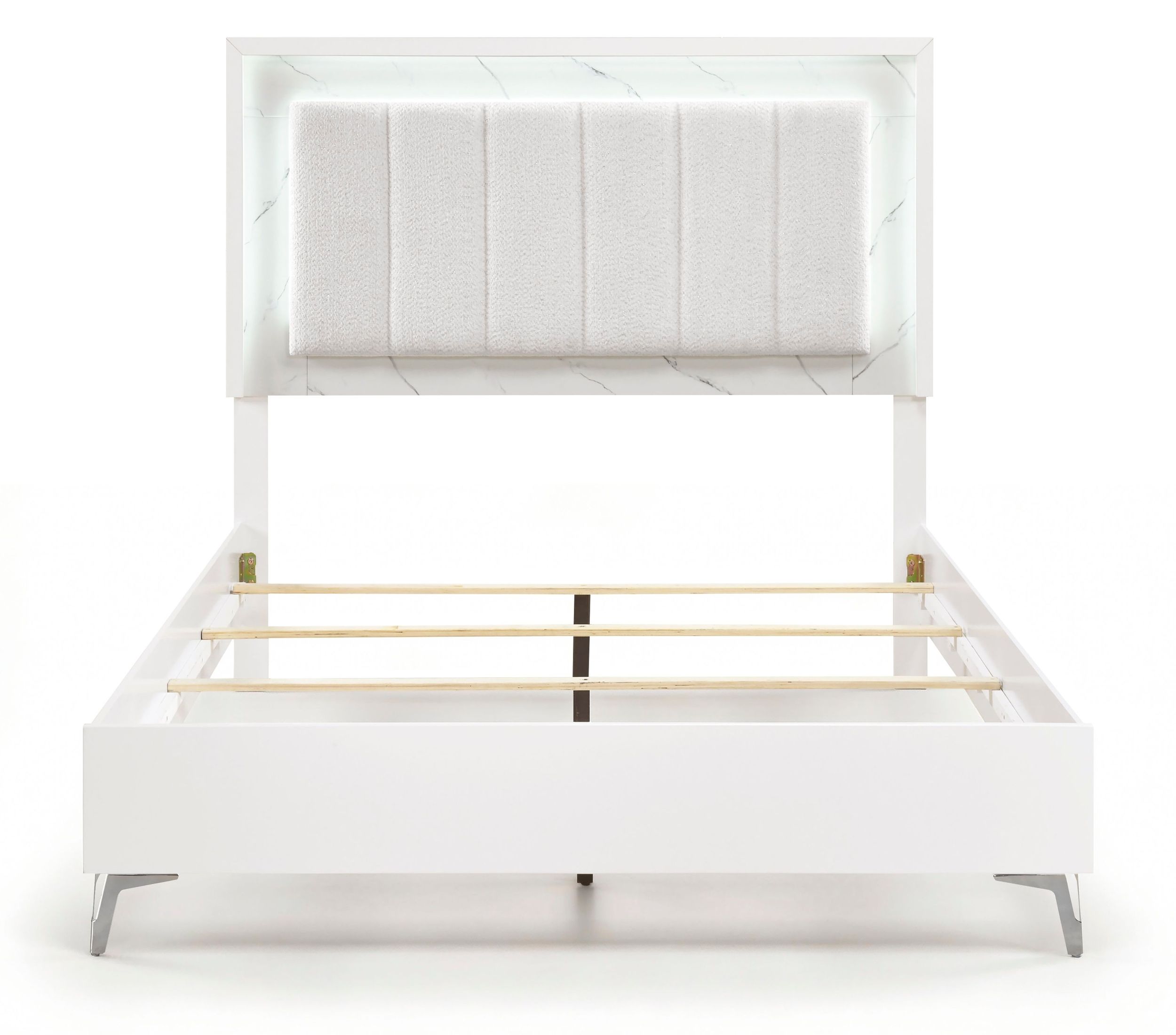 Ripple Chenille/Faux Marble/Wood Eastern King Panel Bed with LED Lighting