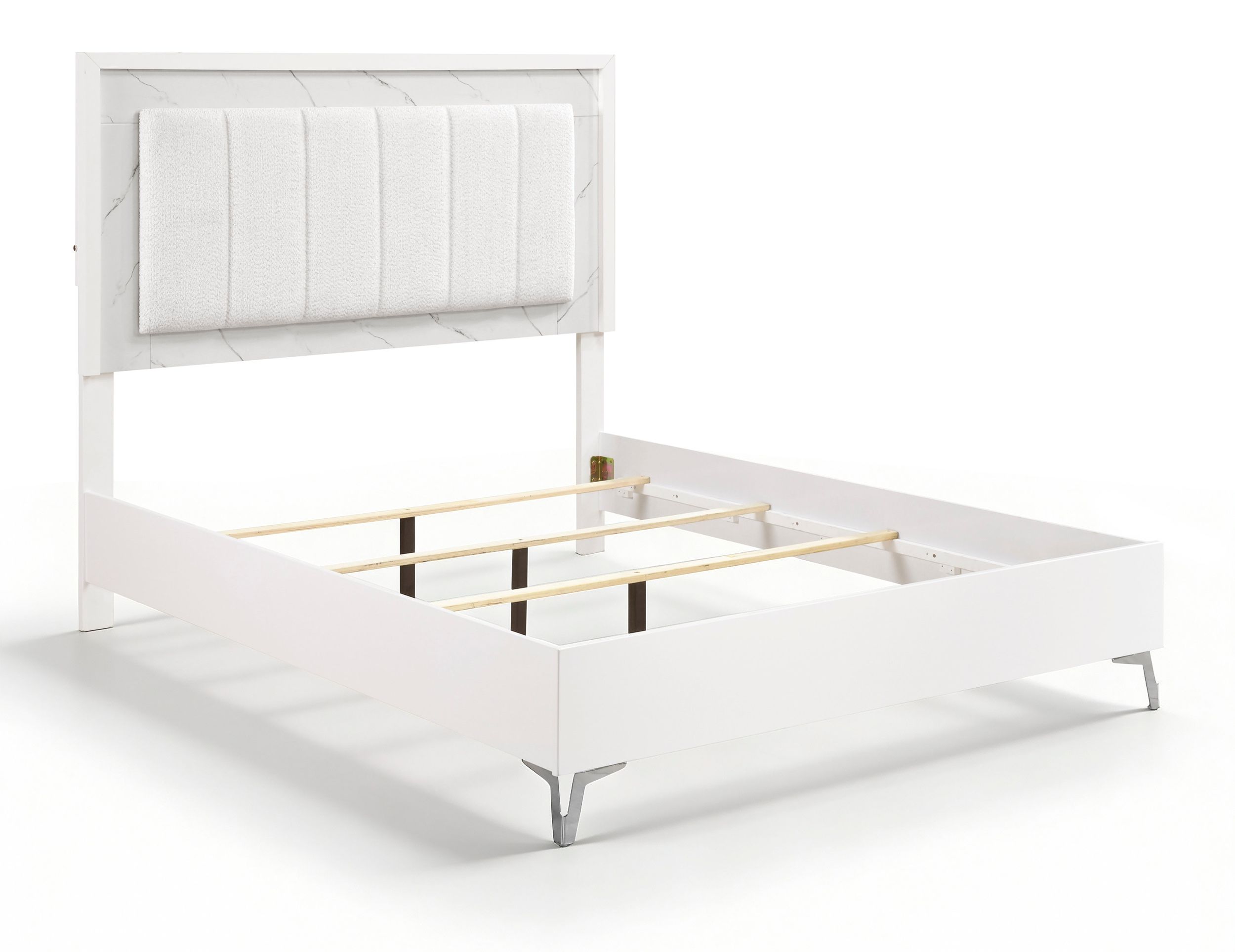 Ripple Chenille/Faux Marble/Wood California King Panel Bed with LED Lighting