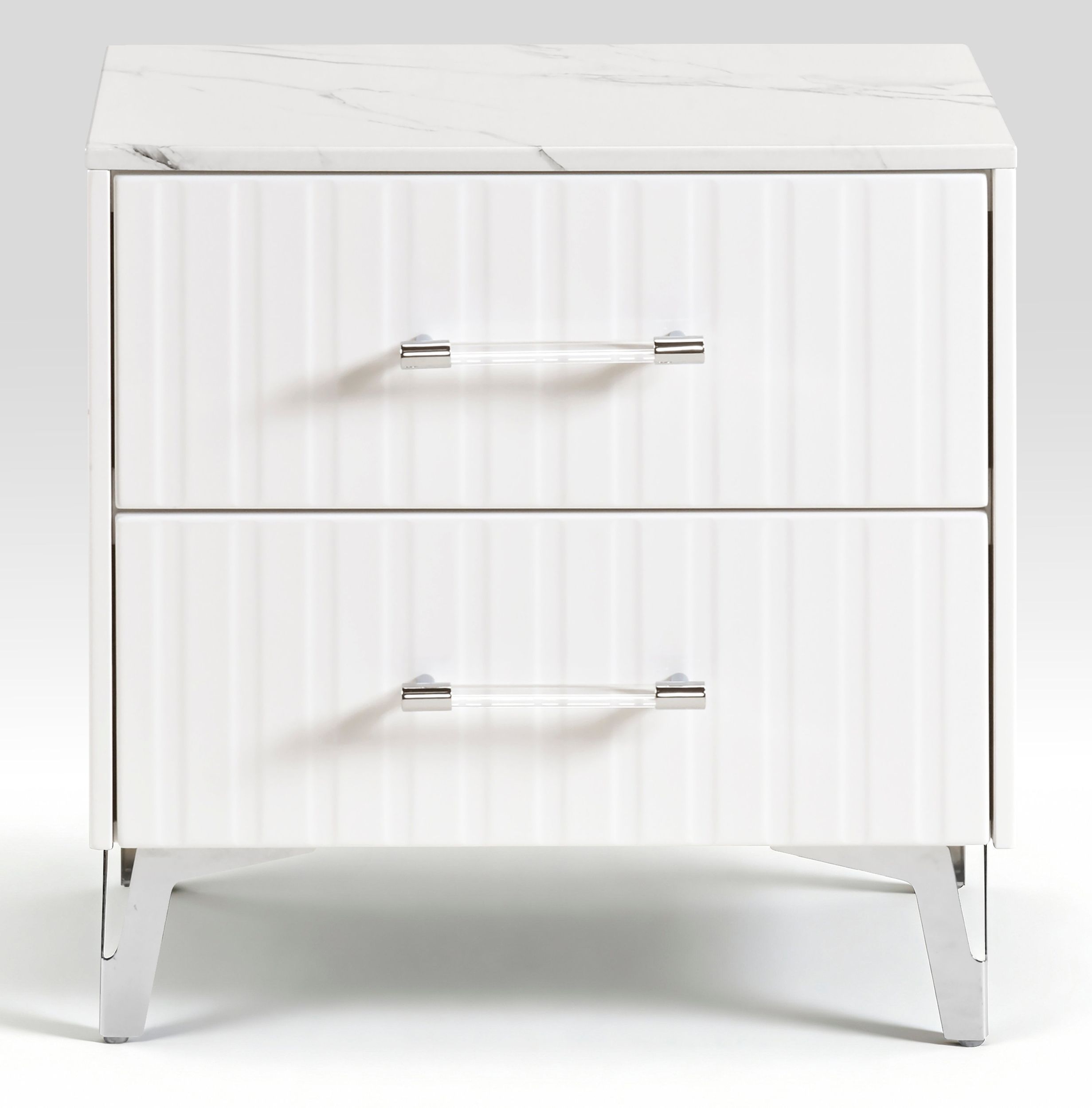 Ripple Chenille/Faux Marble/Wood Panel Bedroom with LED Lighting