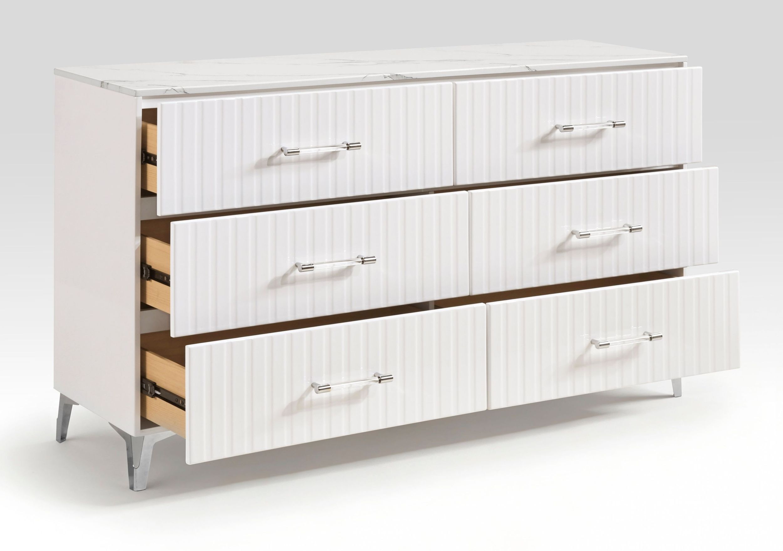 Ripple Faux Marble/Wood 6-Drawer Double Dresser