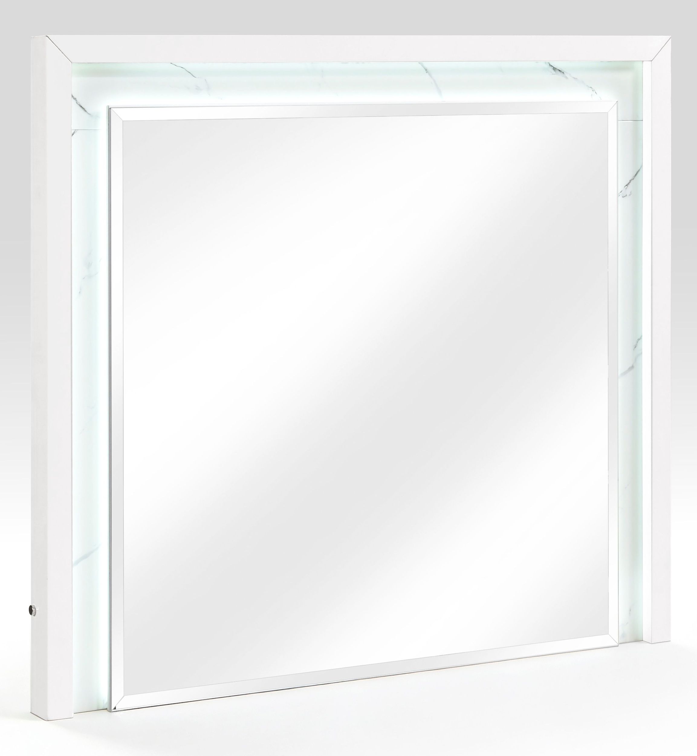 Ripple Chenille/Faux Marble/Wood Panel Bedroom with LED Lighting