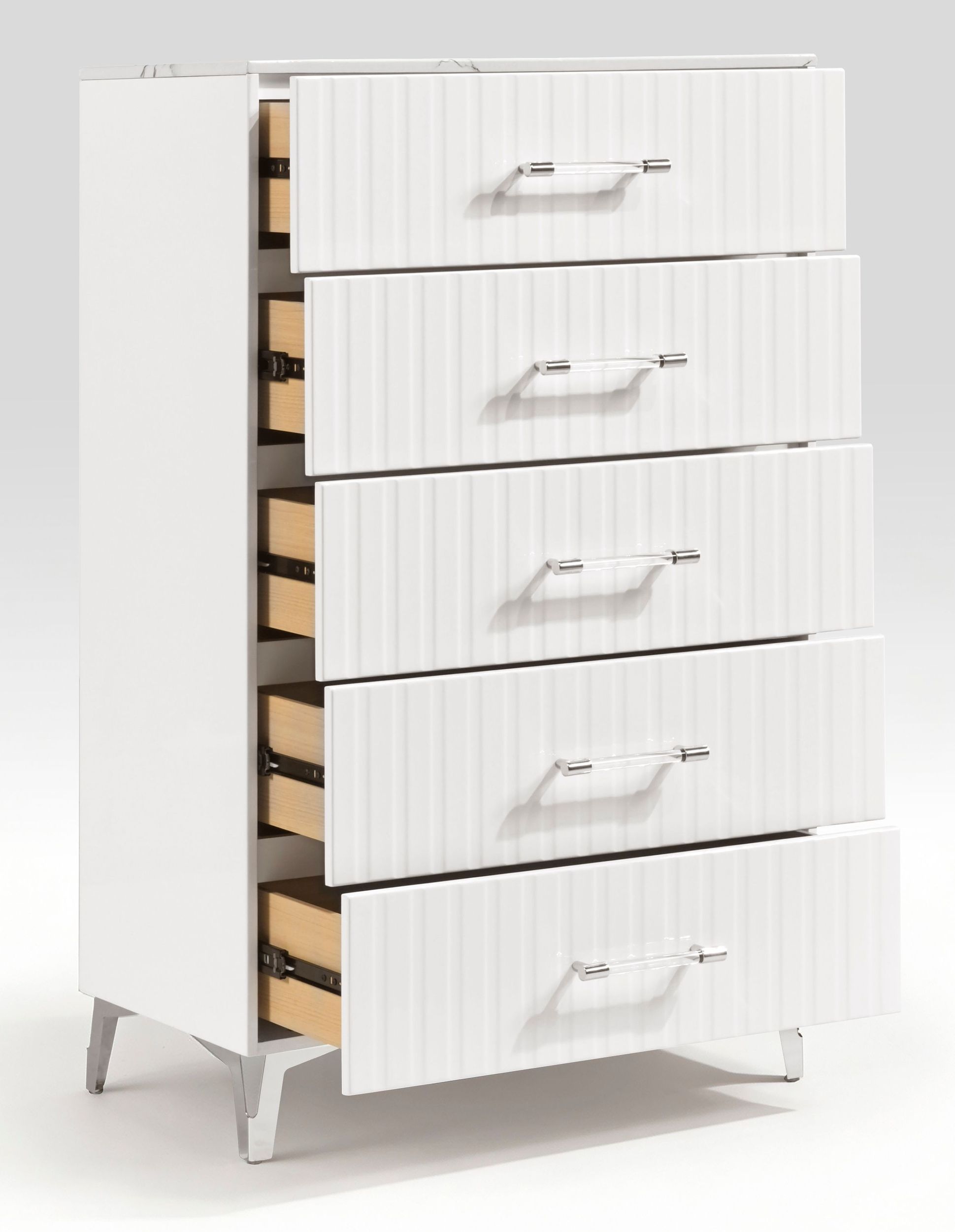 Ripple Faux Marble/Wood 5-Drawer Chest