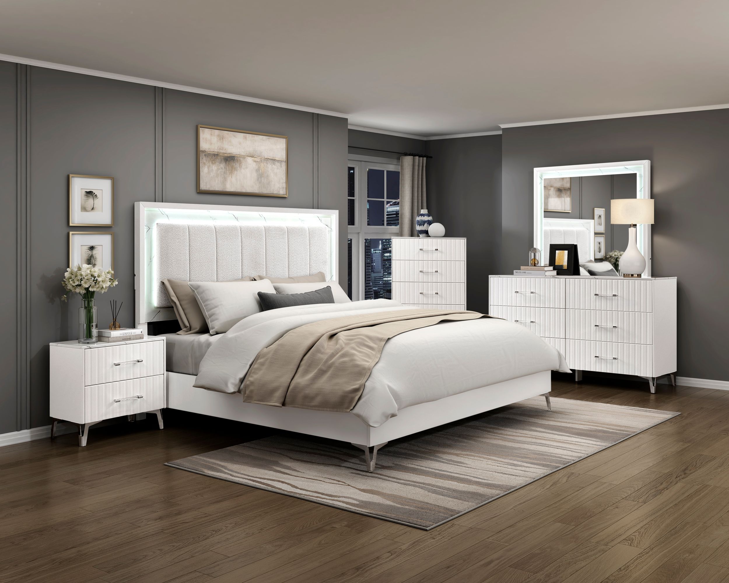 Ripple Faux Marble/Wood 5-Drawer Chest