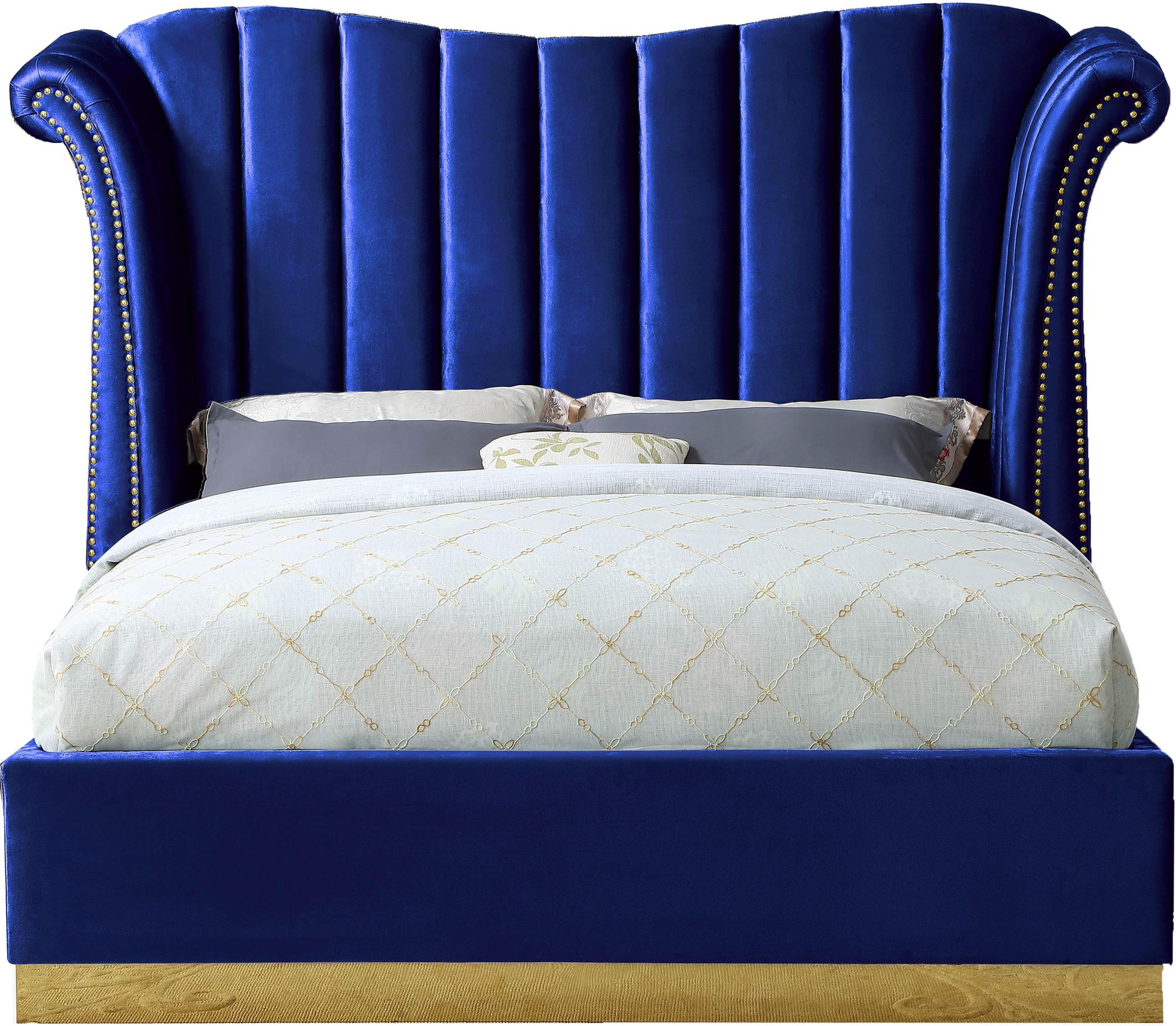 Flora Velvet Queen Size Bed