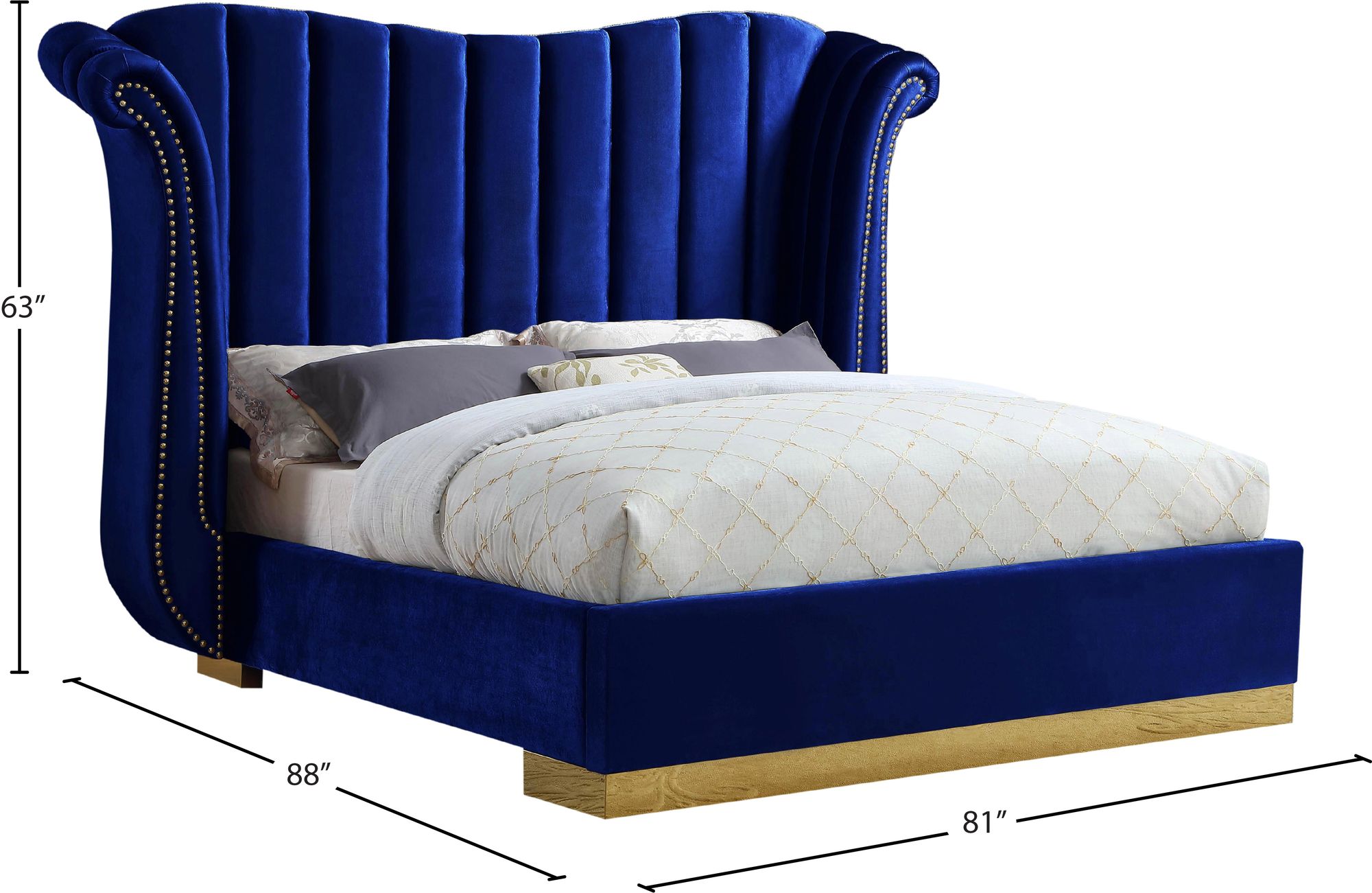 Flora Velvet Queen Size Bed