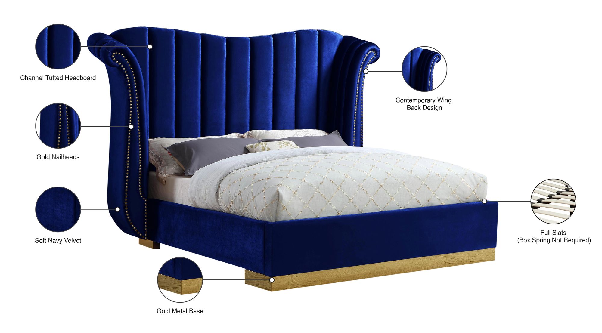 Flora Velvet King Size Bed