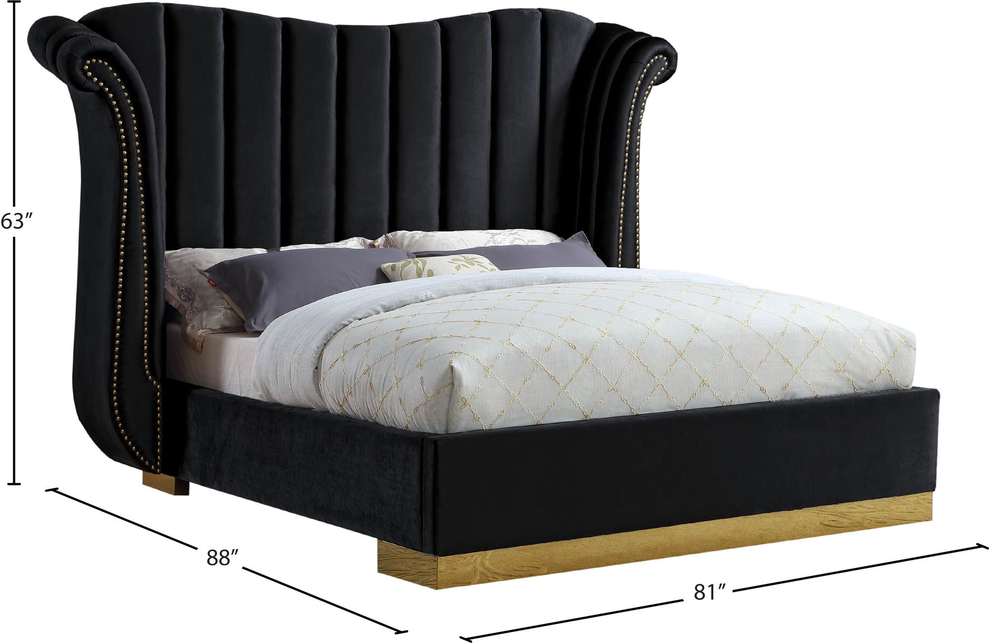 Flora Velvet Queen Size Bed