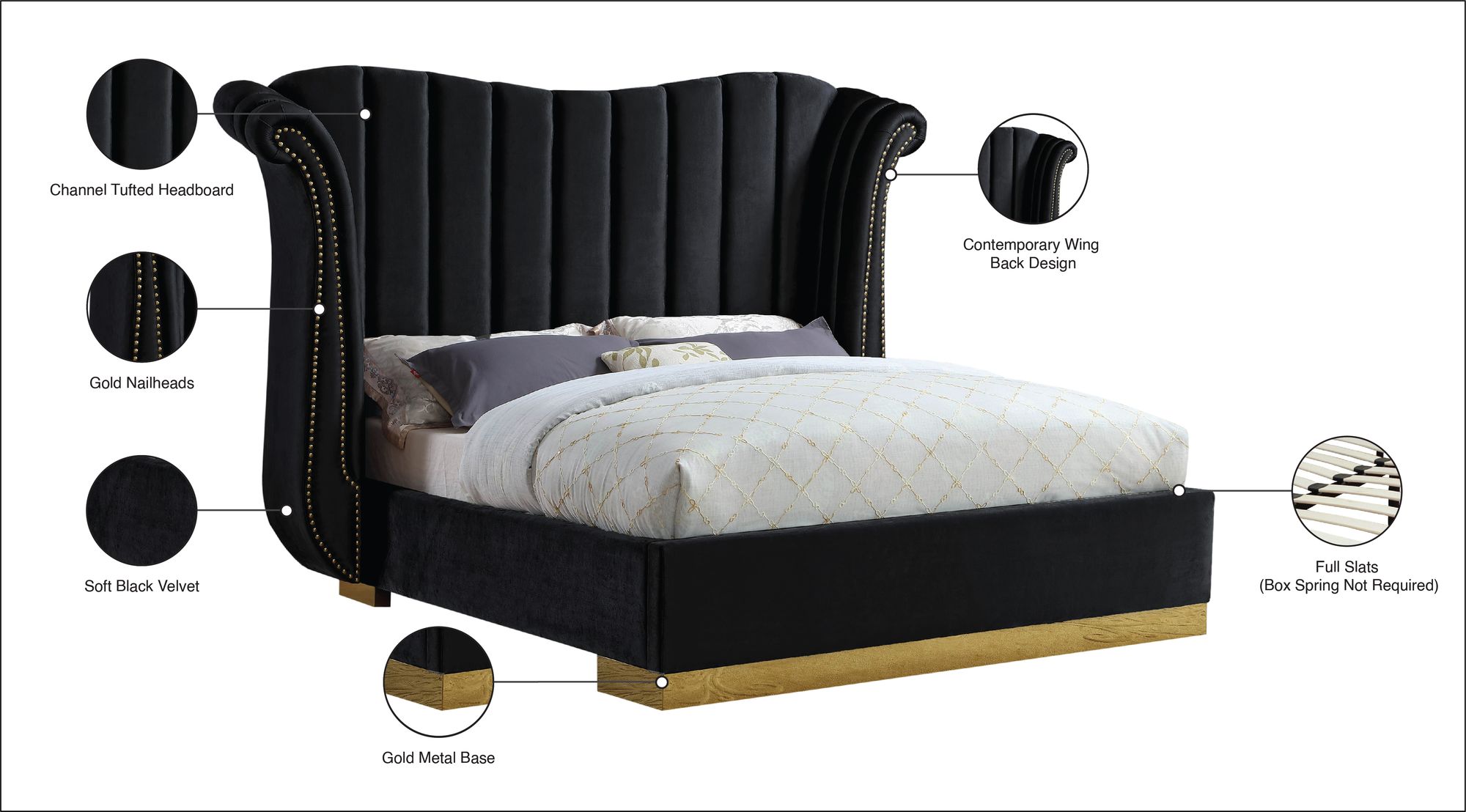 Flora Velvet King Size Bed