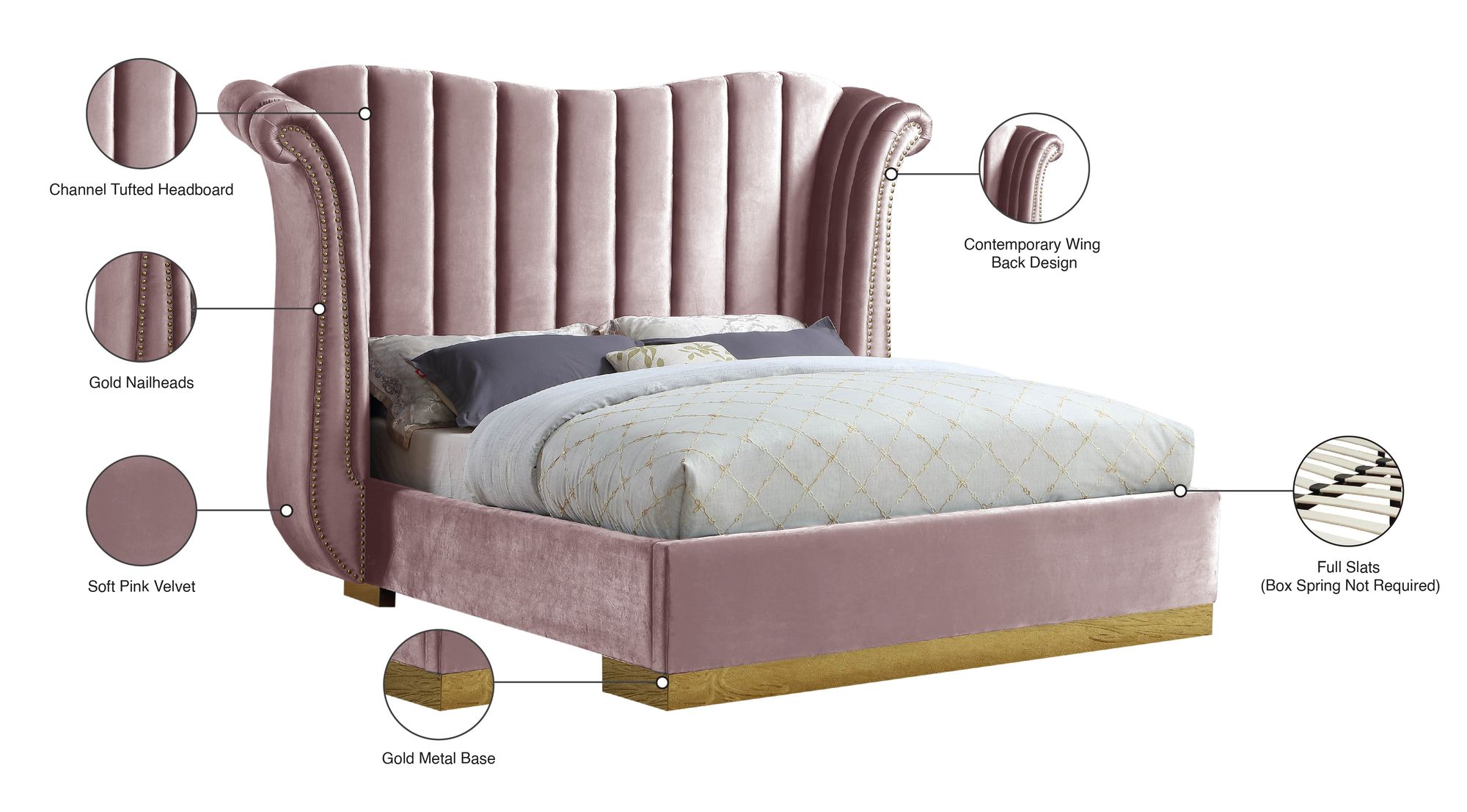 Flora Velvet King Size Bed