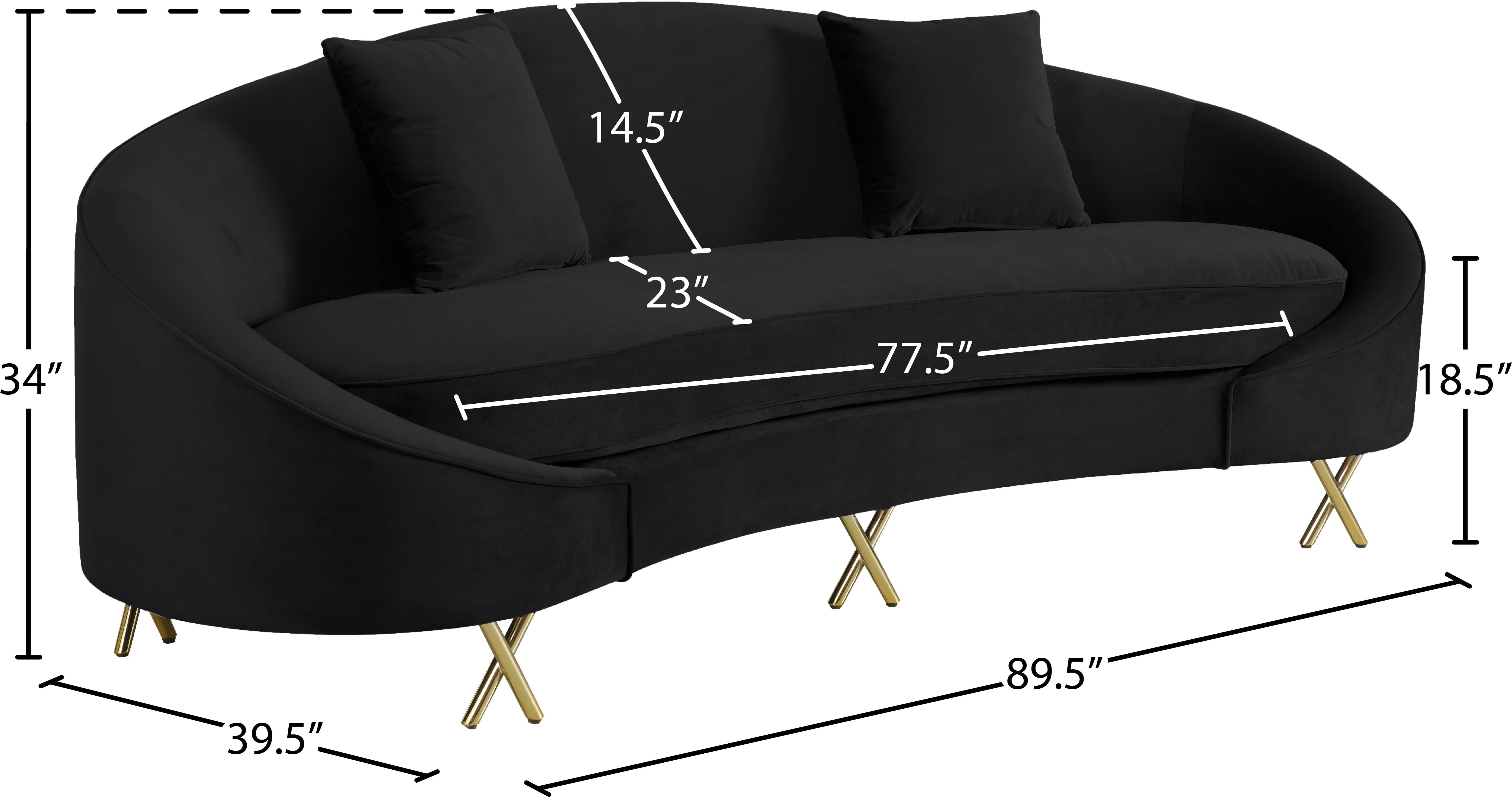 Serpentine Velvet Sofa