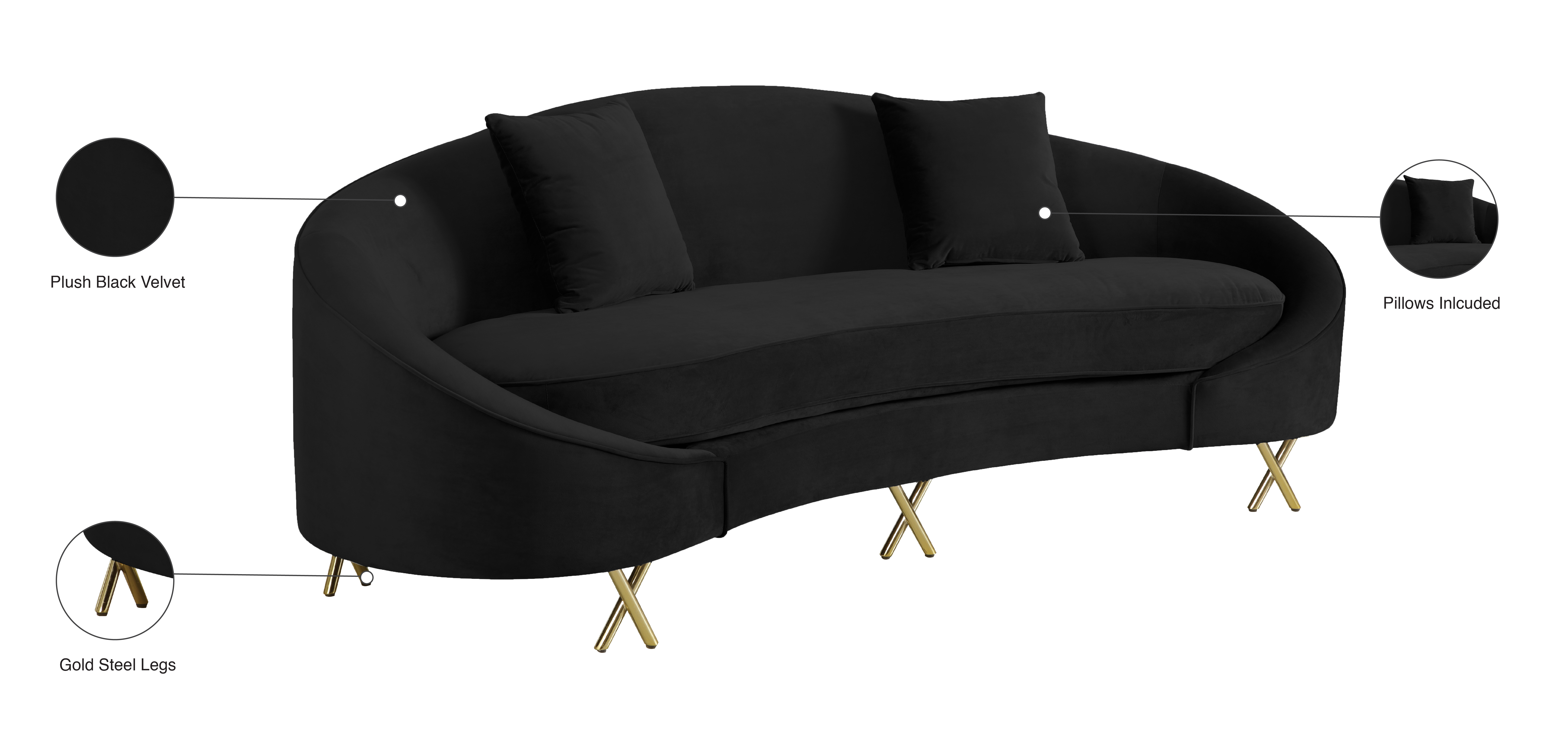 Serpentine Velvet Sofa