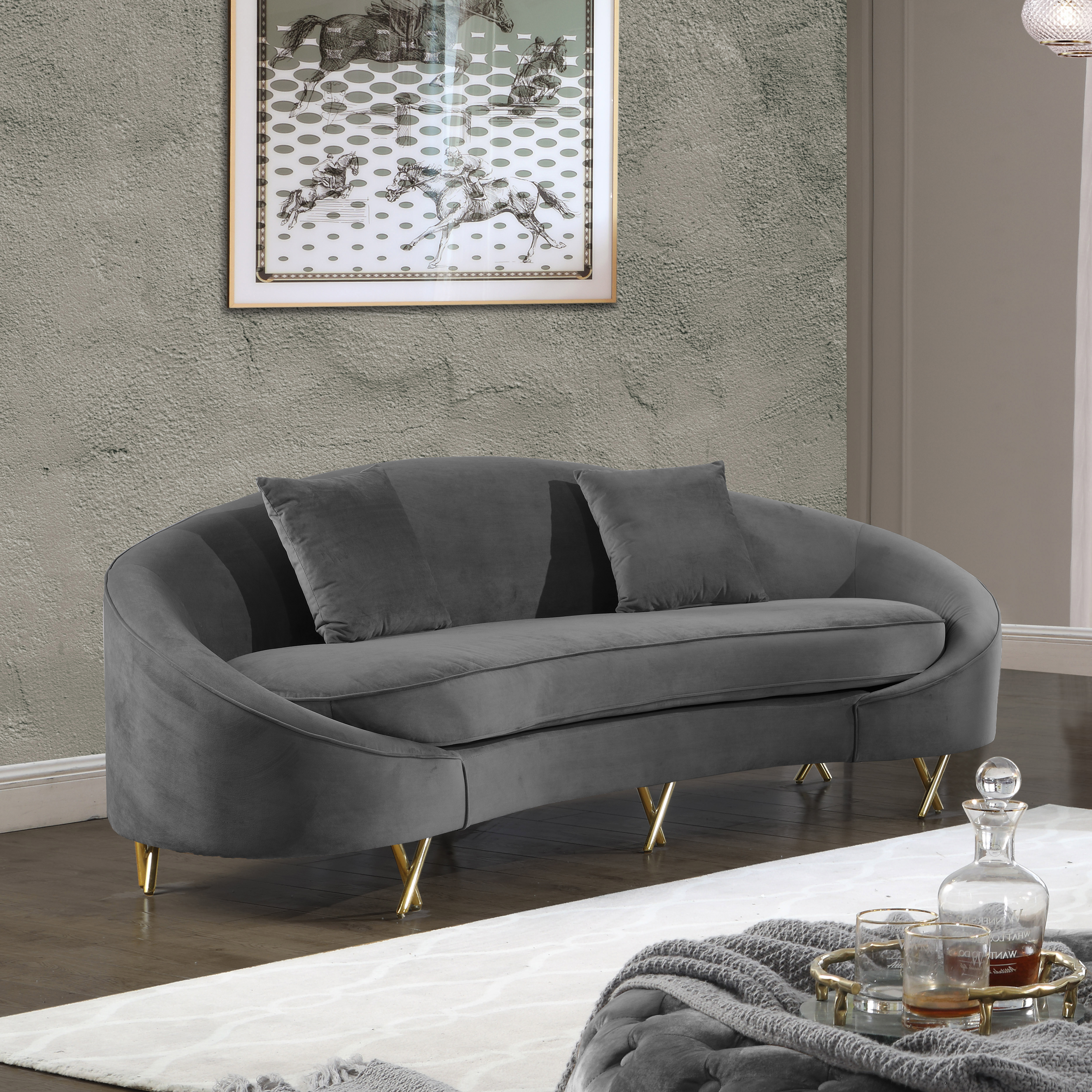 Serpentine Velvet Sofa