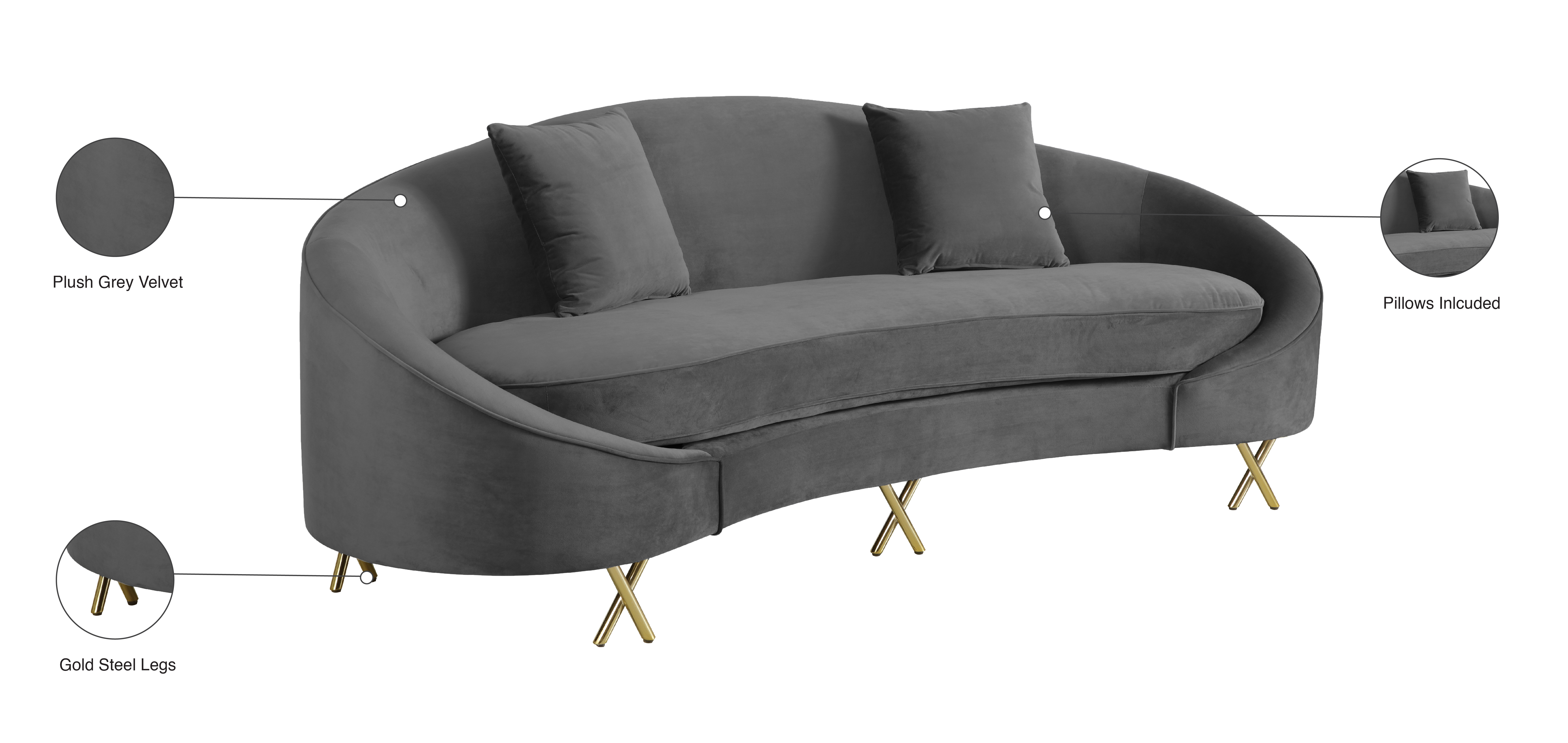 Serpentine Velvet Sofa
