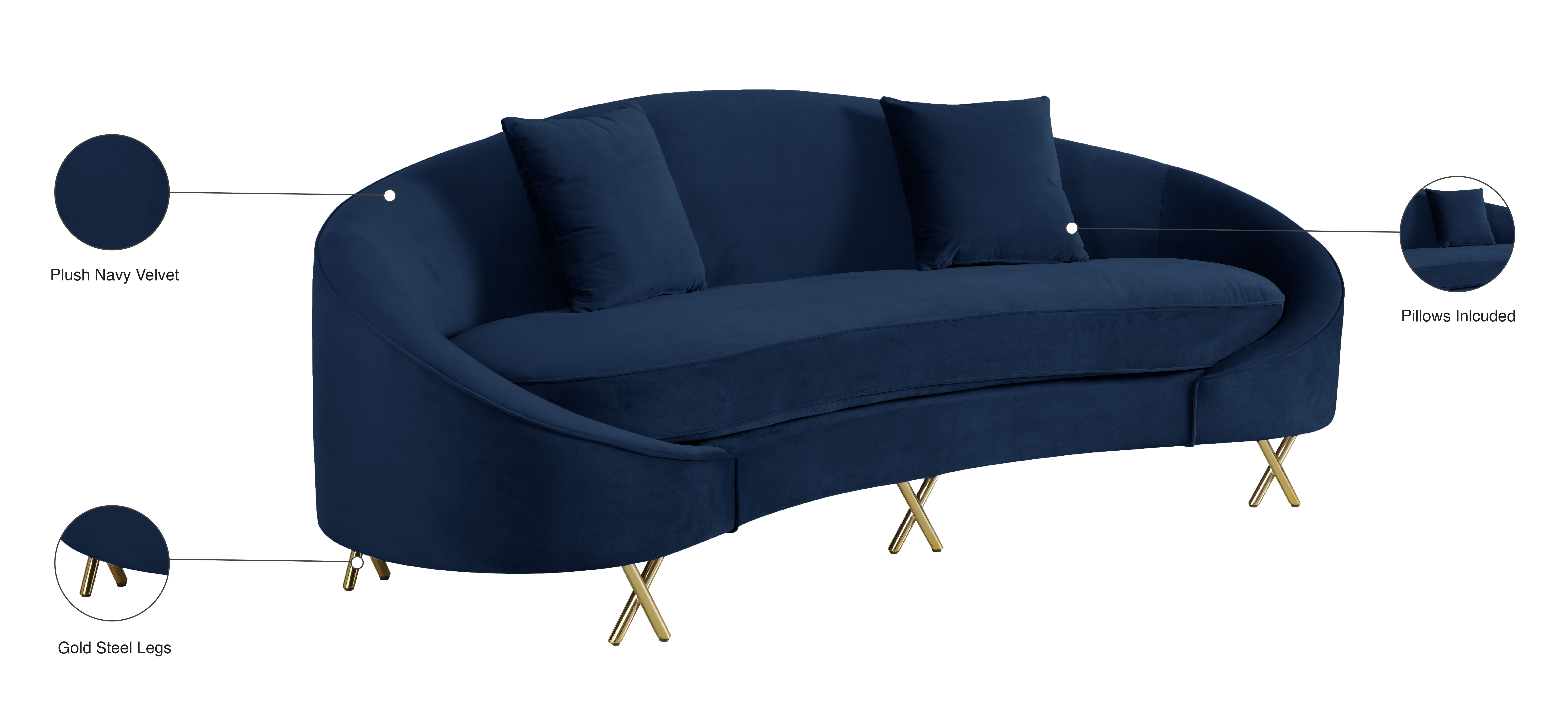 Serpentine Velvet Sofa